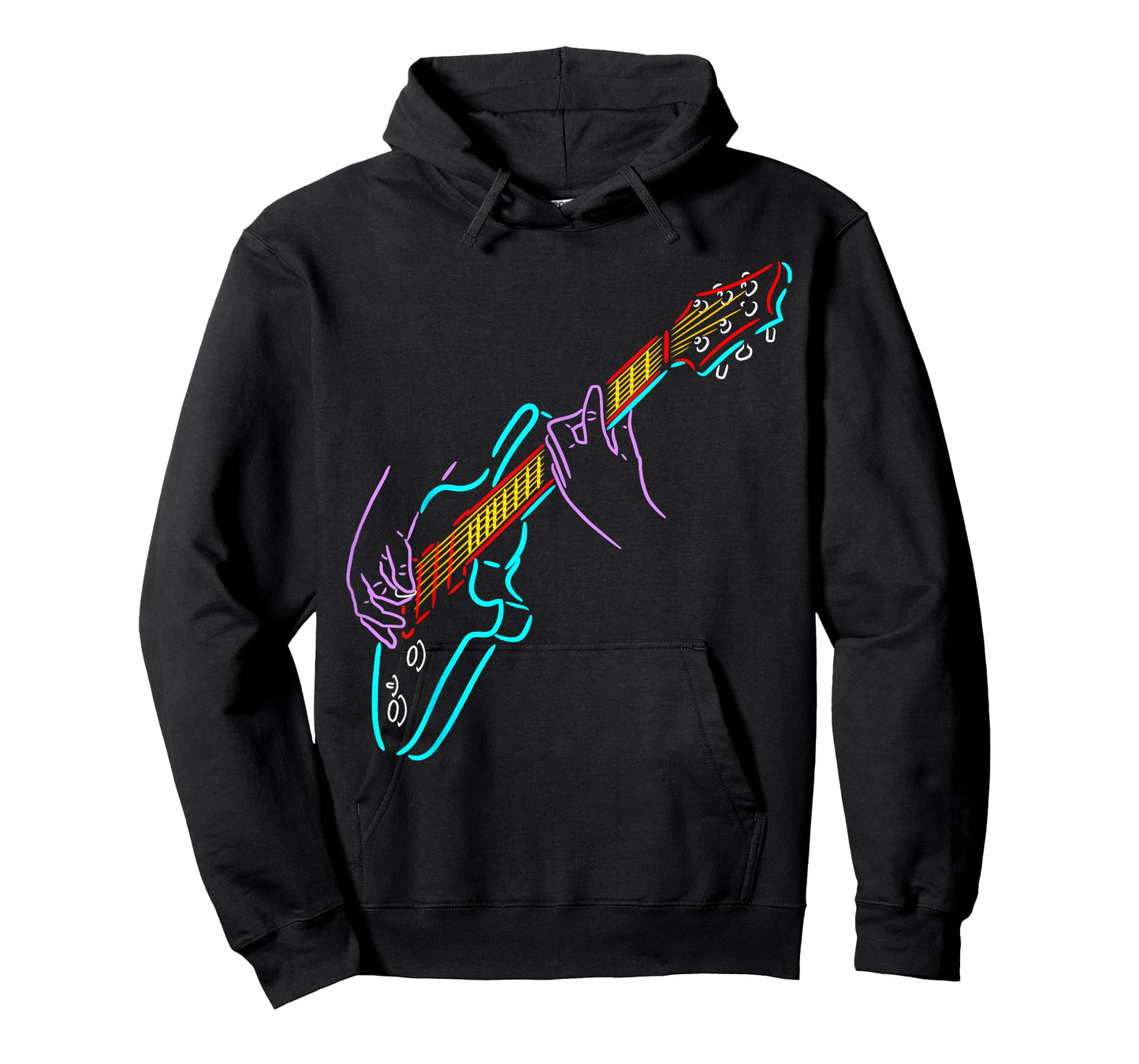Colorful Bass Guitarist's Hands Rock and Roll Guitar Player T-Shirt