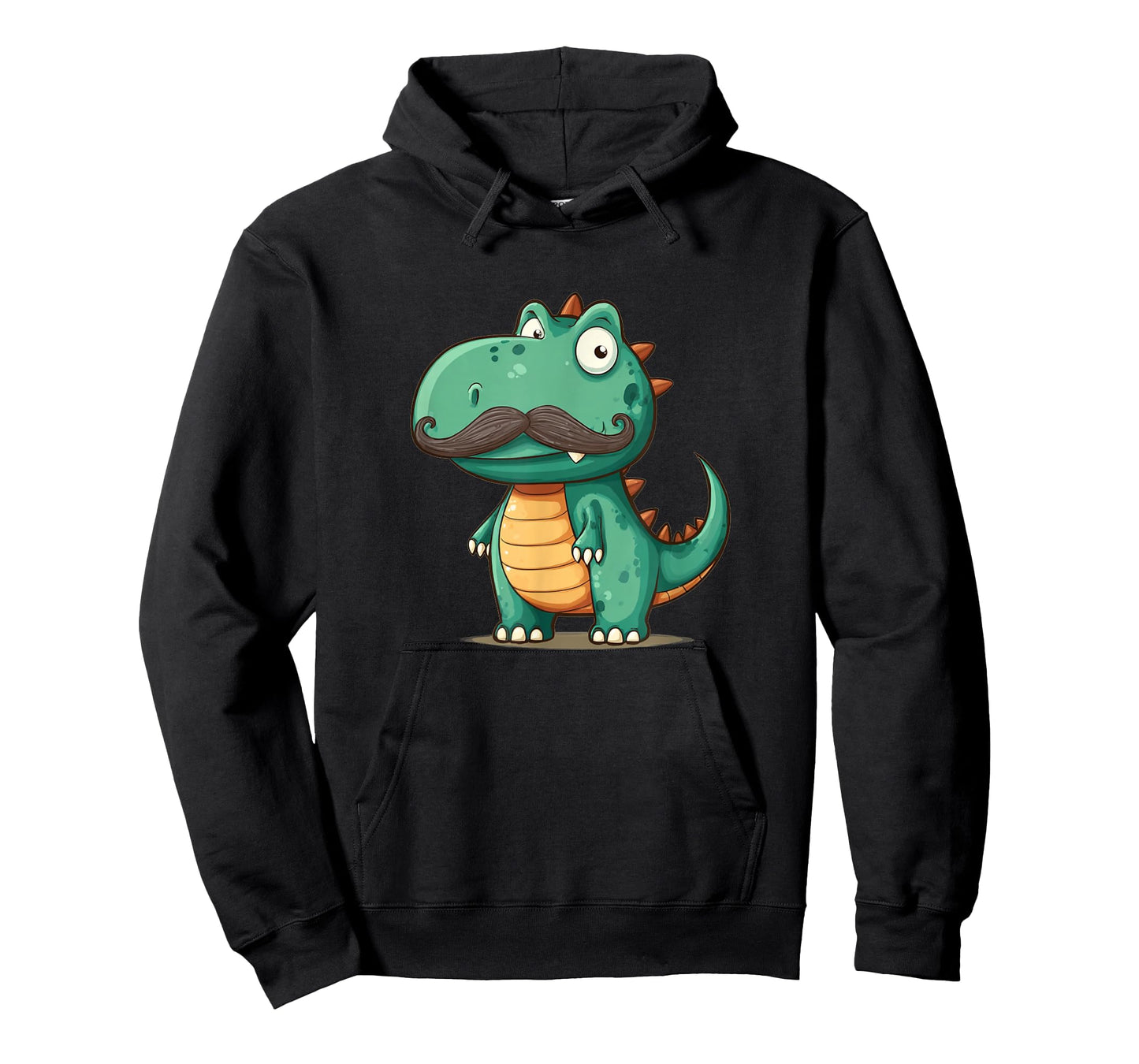 Funny Cartoon Dinosaur with Mustache Beard Look T-Shirt