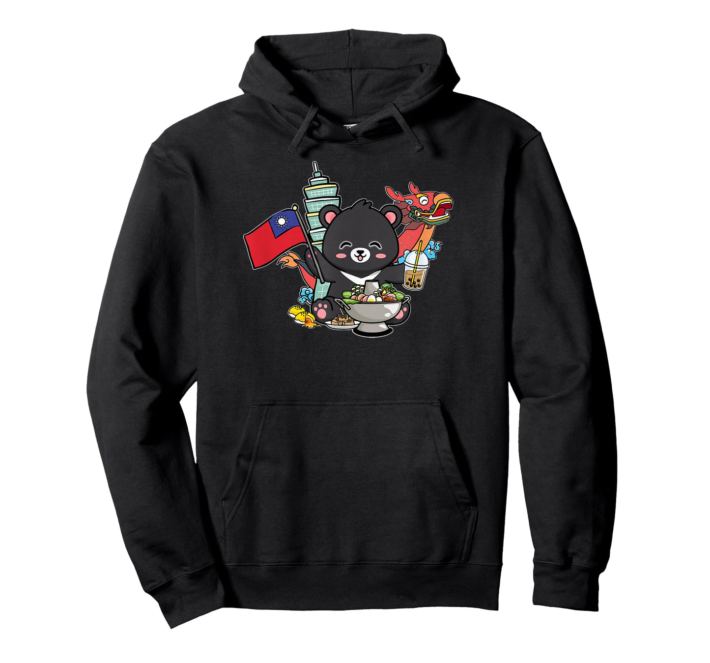 Kawaii Hot Pot Boba Bear Taiwan Flag Travel T-Shirt