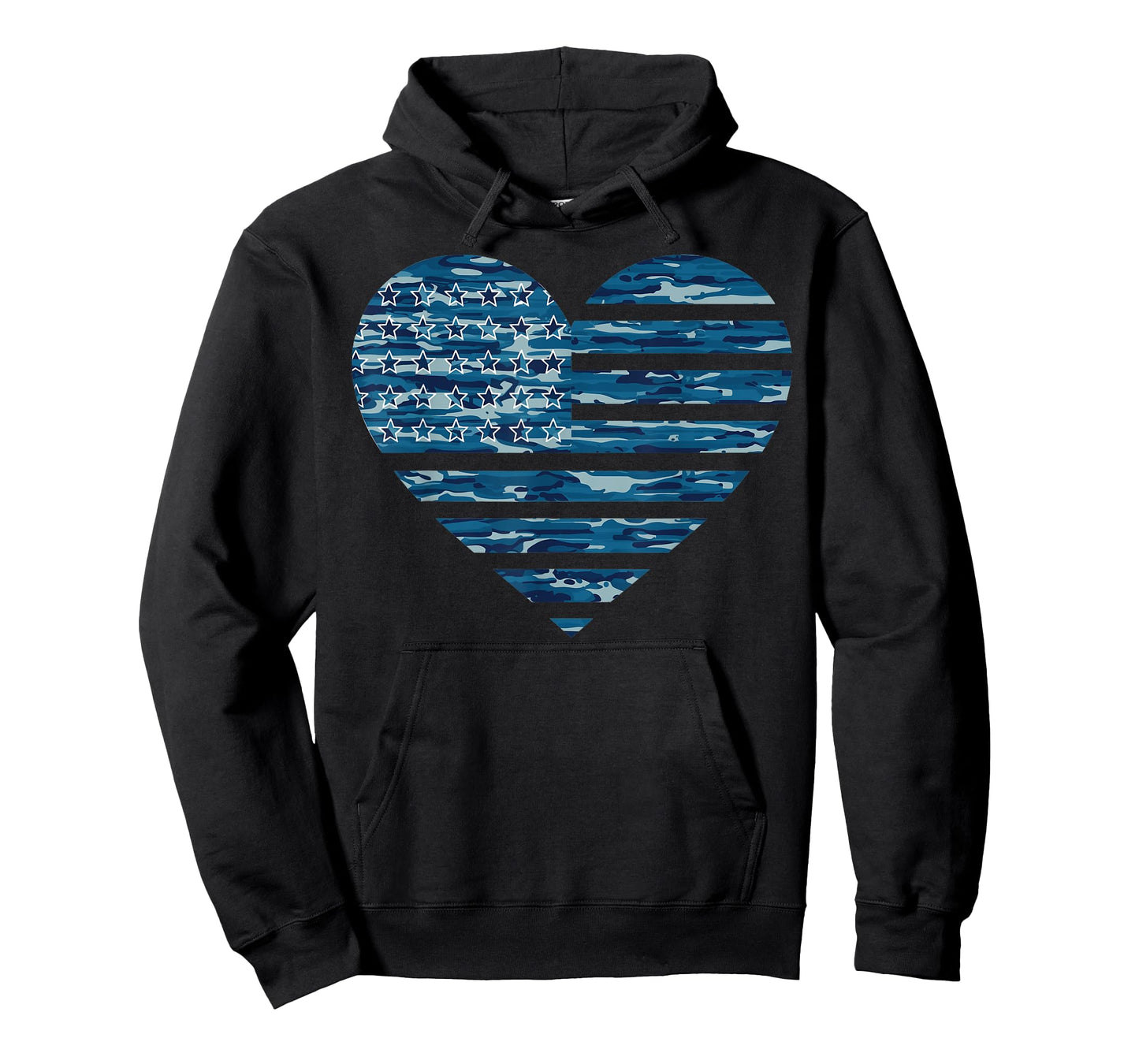 Blue Camo American Heart USA Men Boys Women Girls Kids T-Shirt