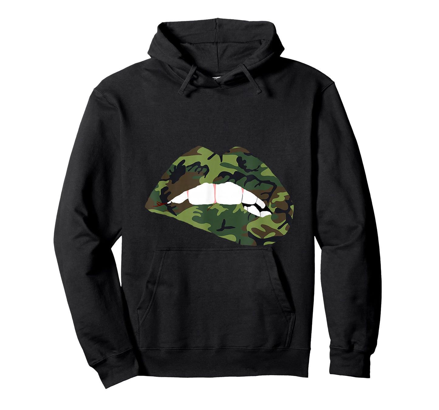 Camouflage Lips Mouth Military Kiss Me Biting Camo Kissing T-Shirt Small