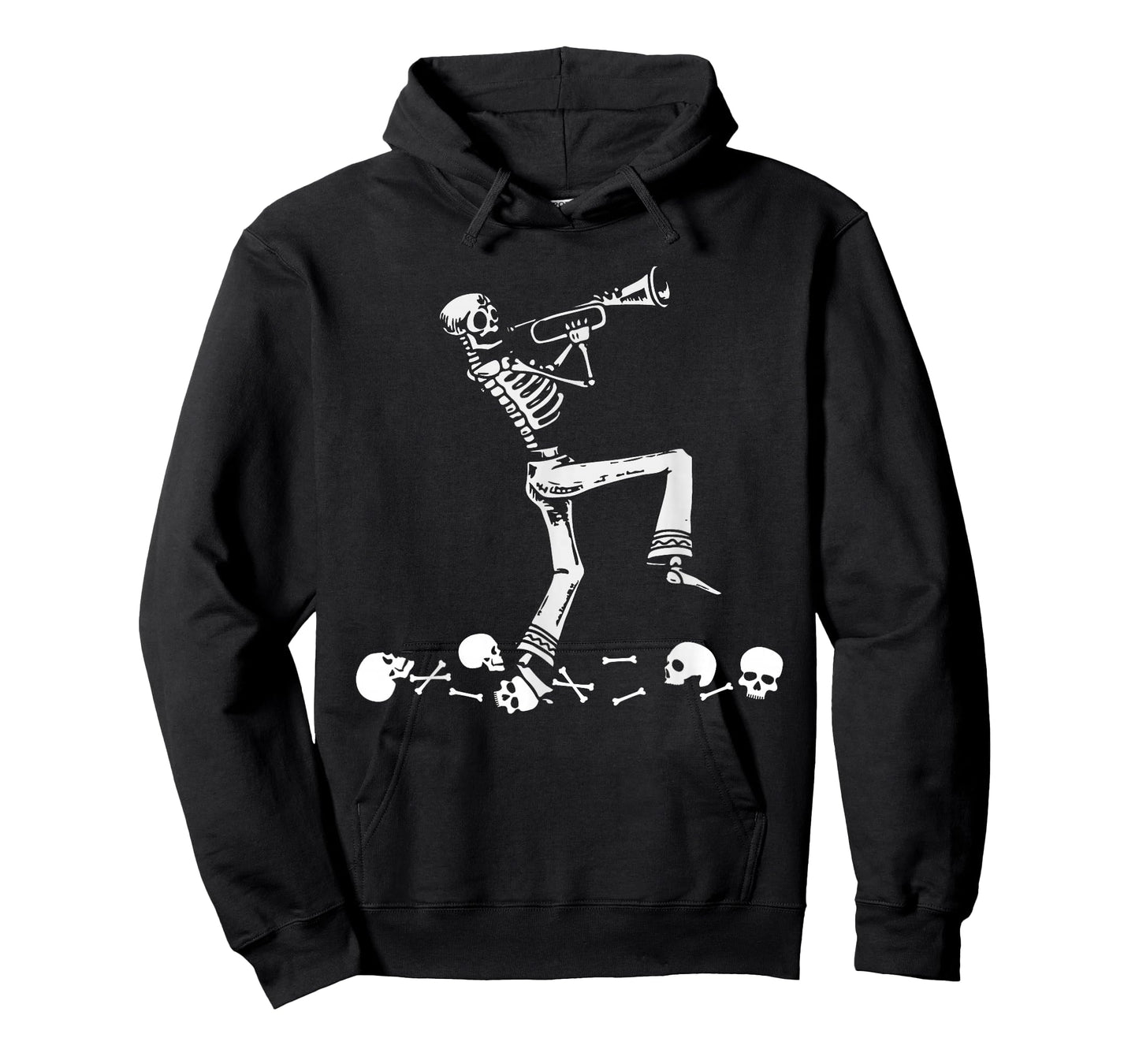 Skeleton Playing Trumpet Instruments Musician Halloween T-Shirt