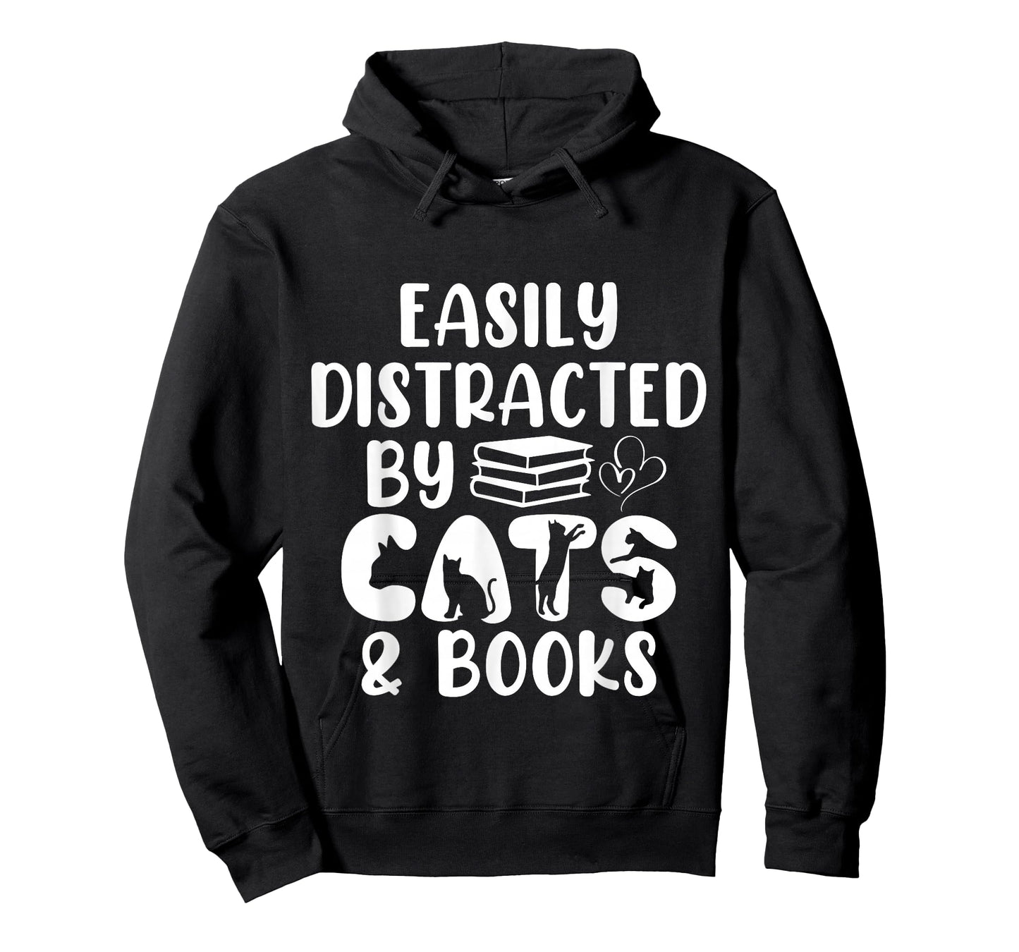 Easily Distracted by Cats & Books - Animals Kittens Bookworm T-Shirt