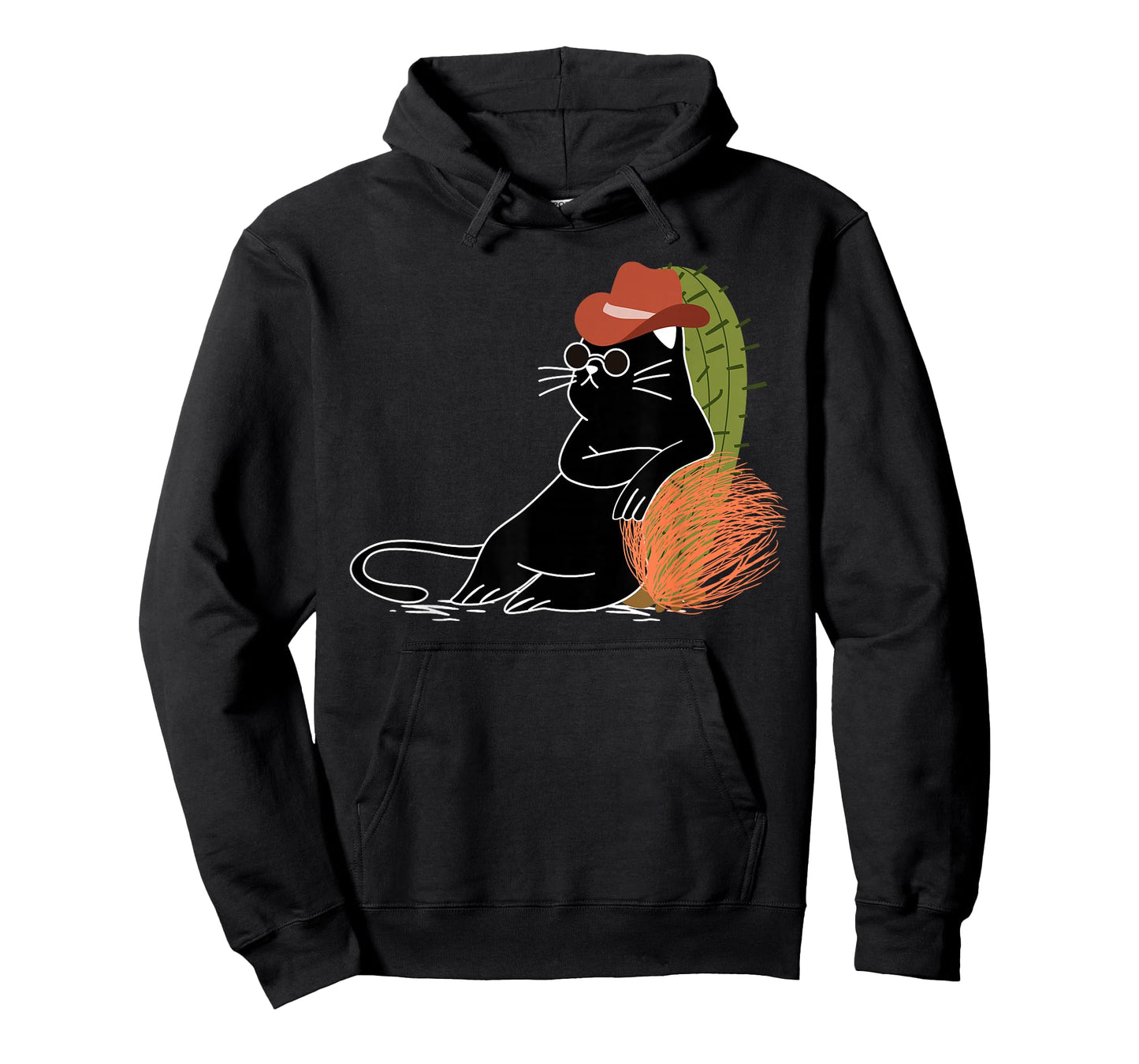 Relaxed Cowboy Cat Amidst Cactus and Wild West Tumbleweeds T-Shirt