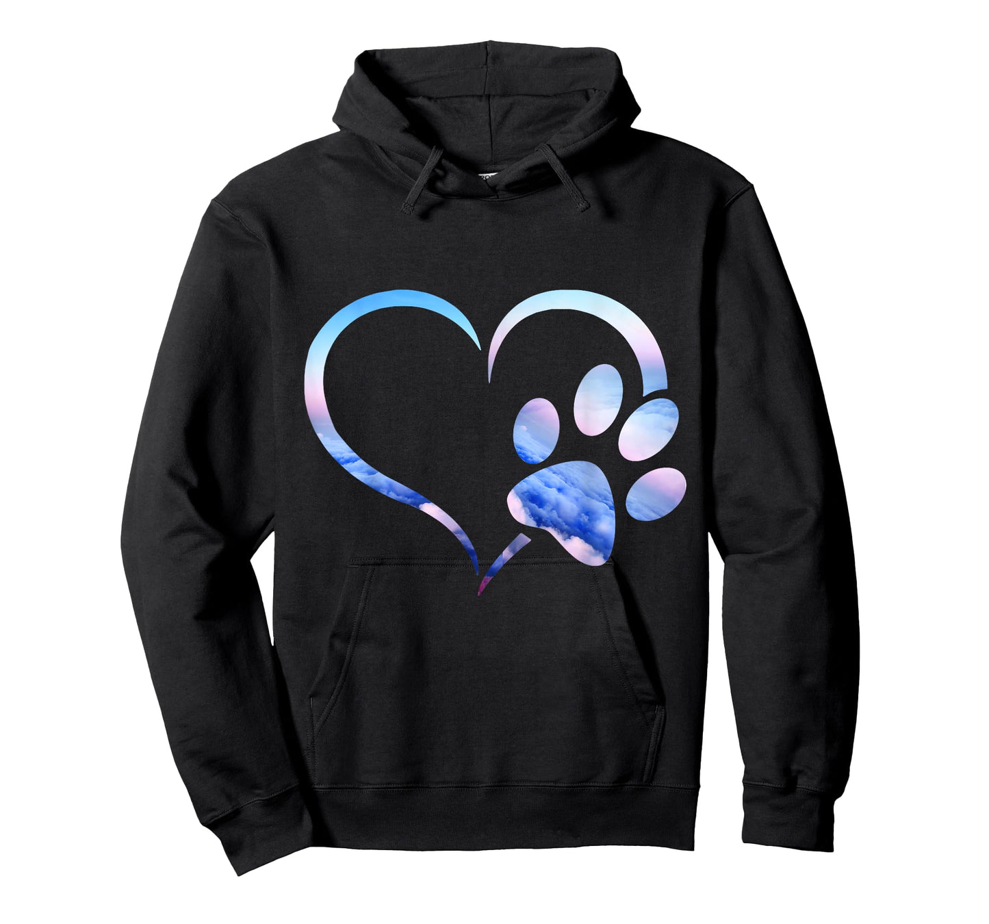 Blue pink Ombre Dog Paw Print heart For Dogs Lover T-Shirt for Men Women Girls Kids