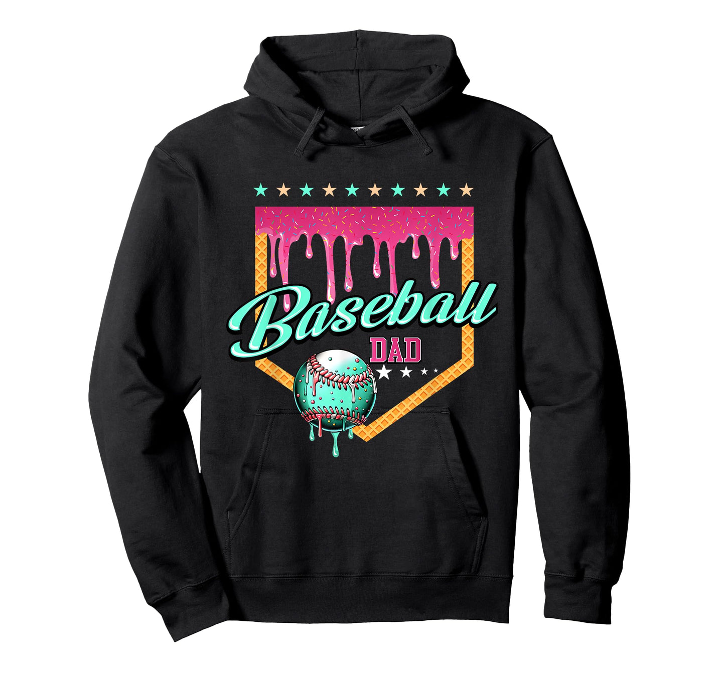 Baseball Dad Drip Home Plate Dripping Ice Cream T-Shirt