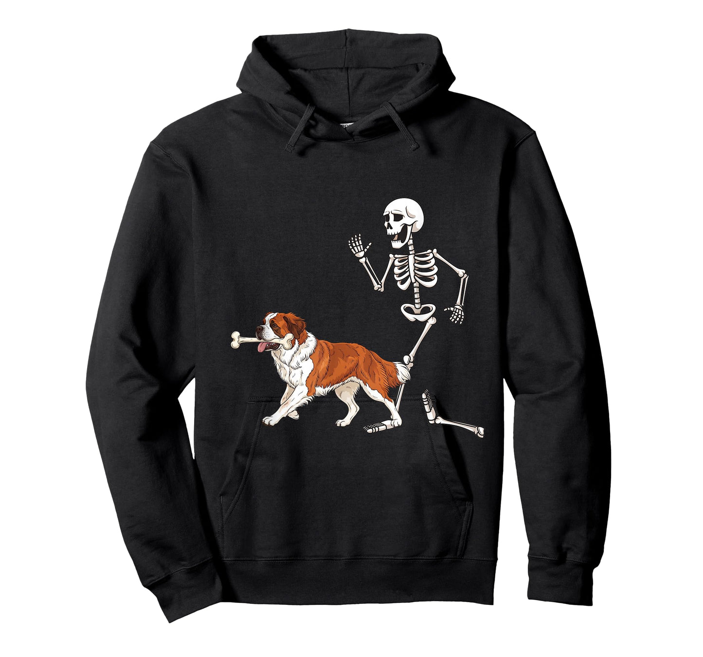 Funny Halloween Saint Bernard and Skeleton T-Shirt