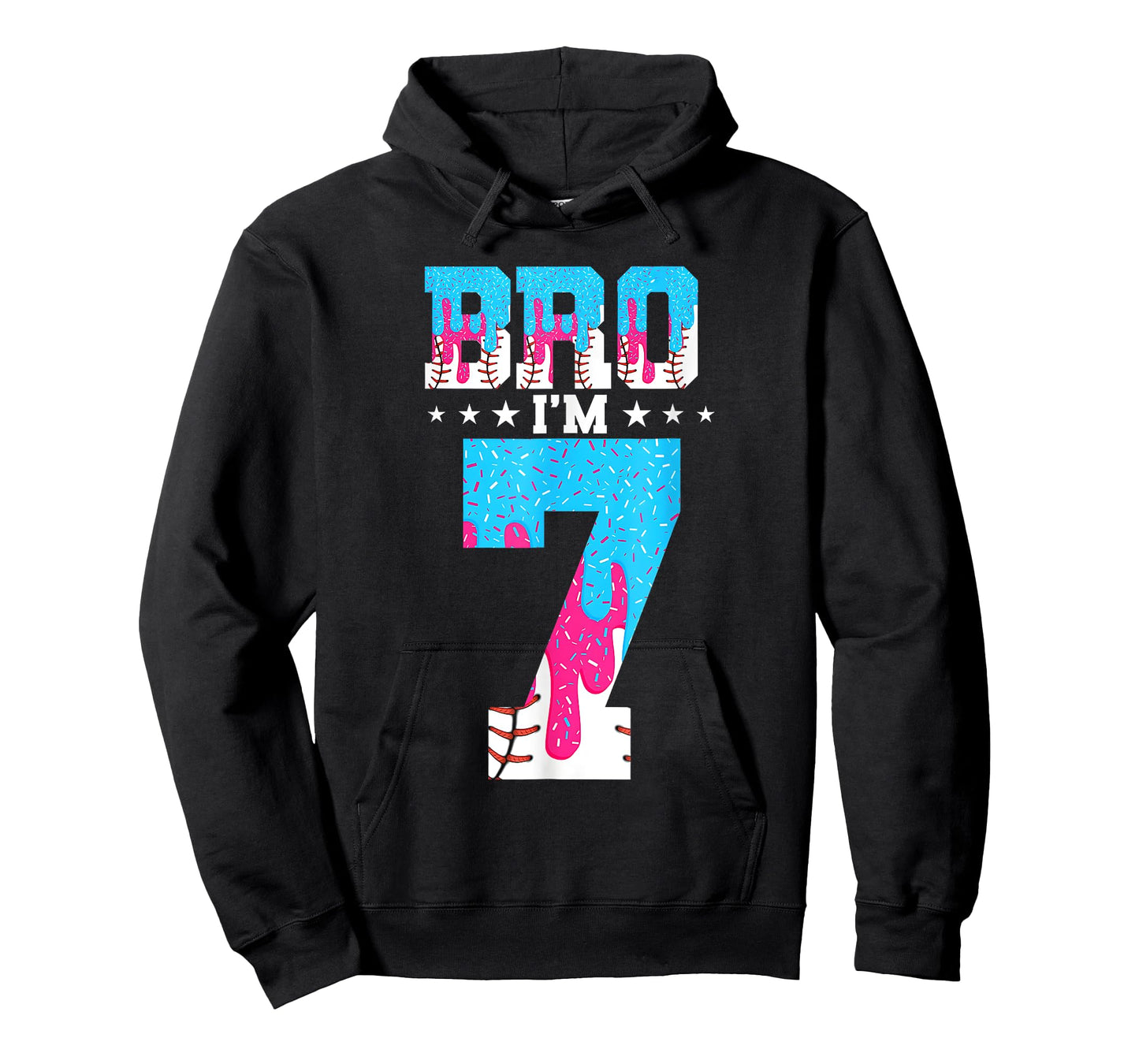 Bro 7th Birthday Boy Baseball Ice Cream Drip 7 Year Old Boy T-Shirt