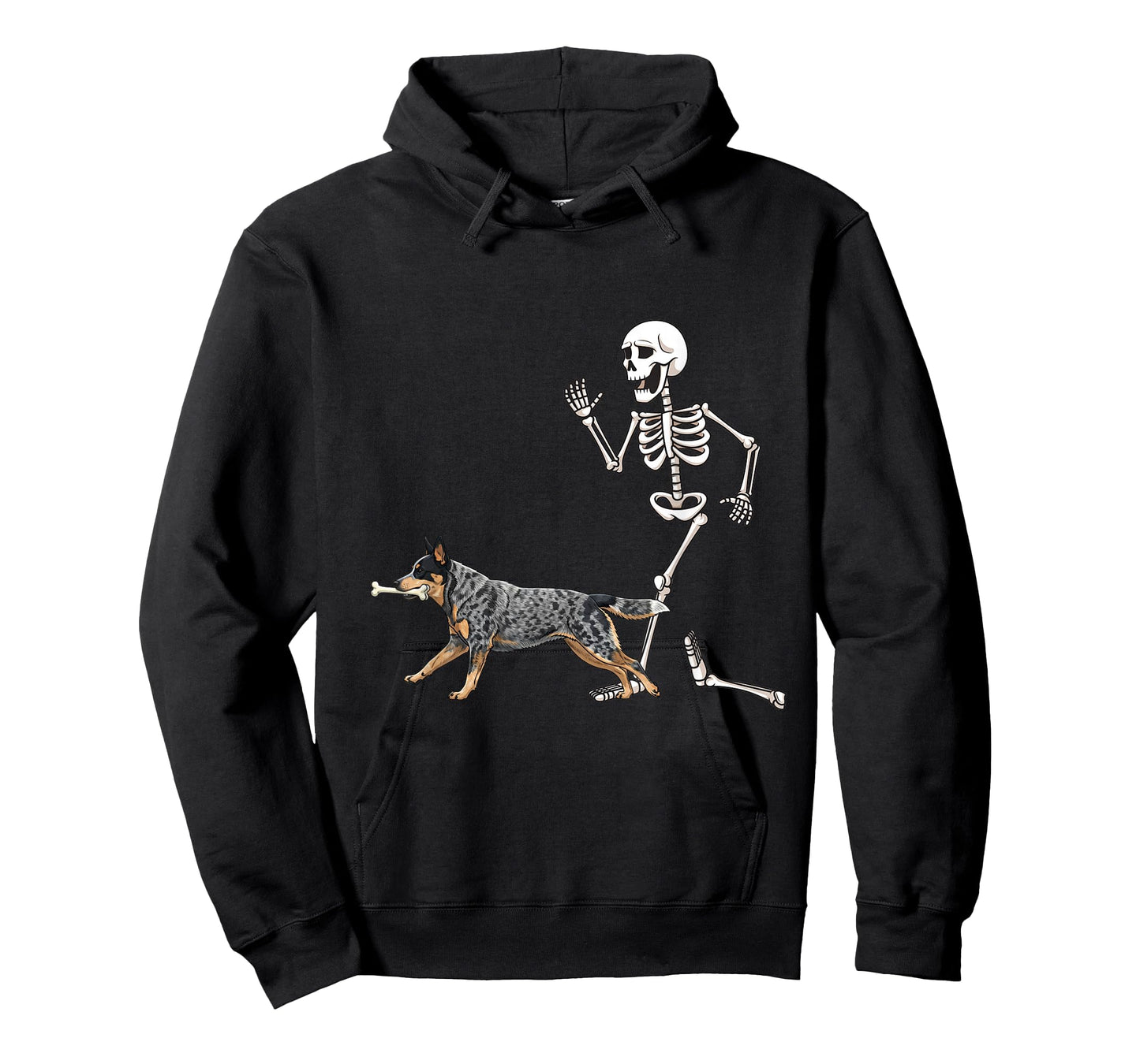 Funny Halloween Australian Cattle Dog and Skeleton T-Shirt
