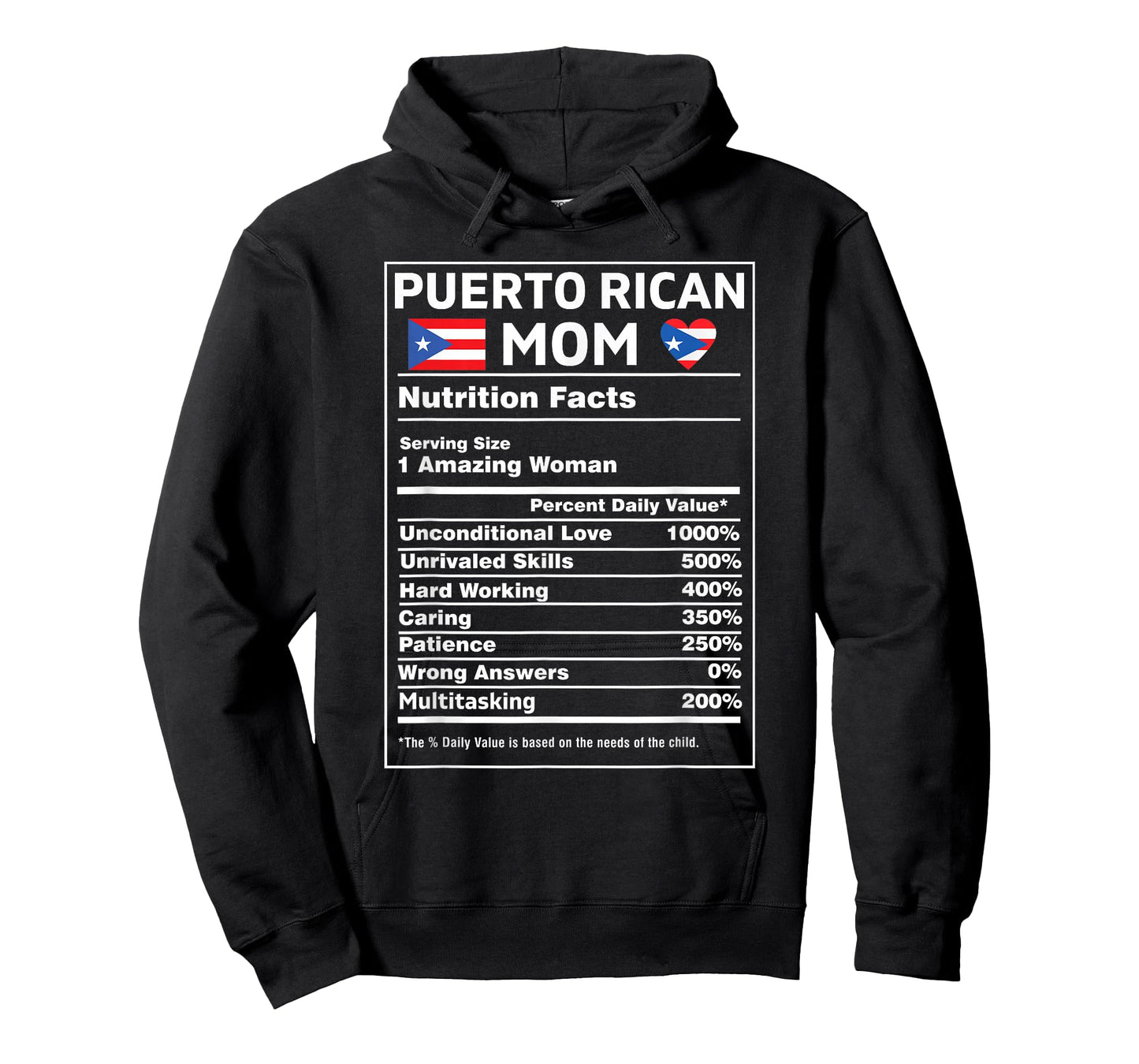 Puerto Rican Mom Nutrition Facts Boricua Puerto Rico PR Flag T-Shirt