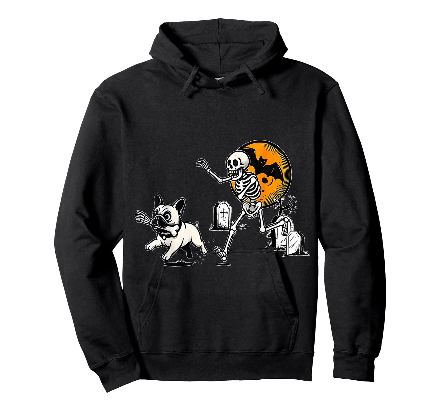 Skeleton Chasing French Bulldog Halloween Dog Mom Pet Lover T-Shirt