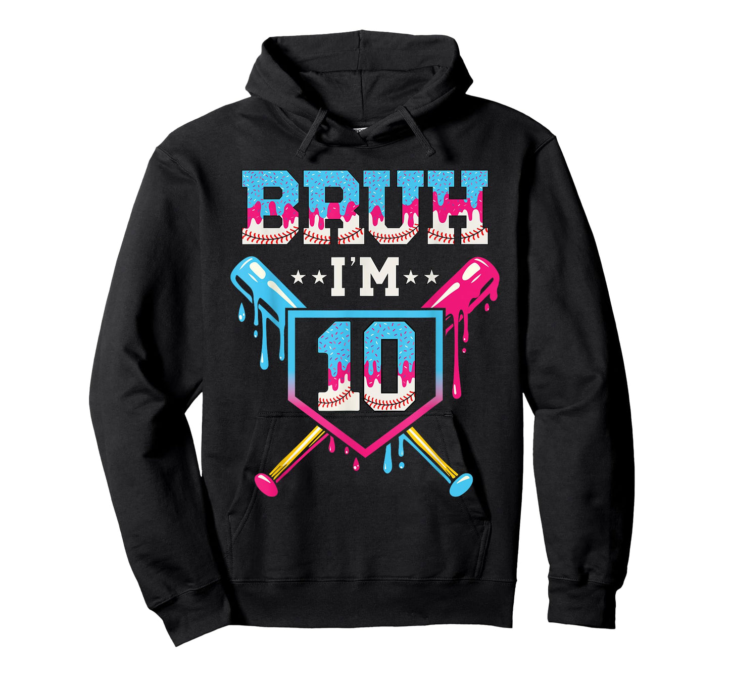 Bruh Baseball 10 Year Old Ice Cream 10th Birthday Boy T-Shirt