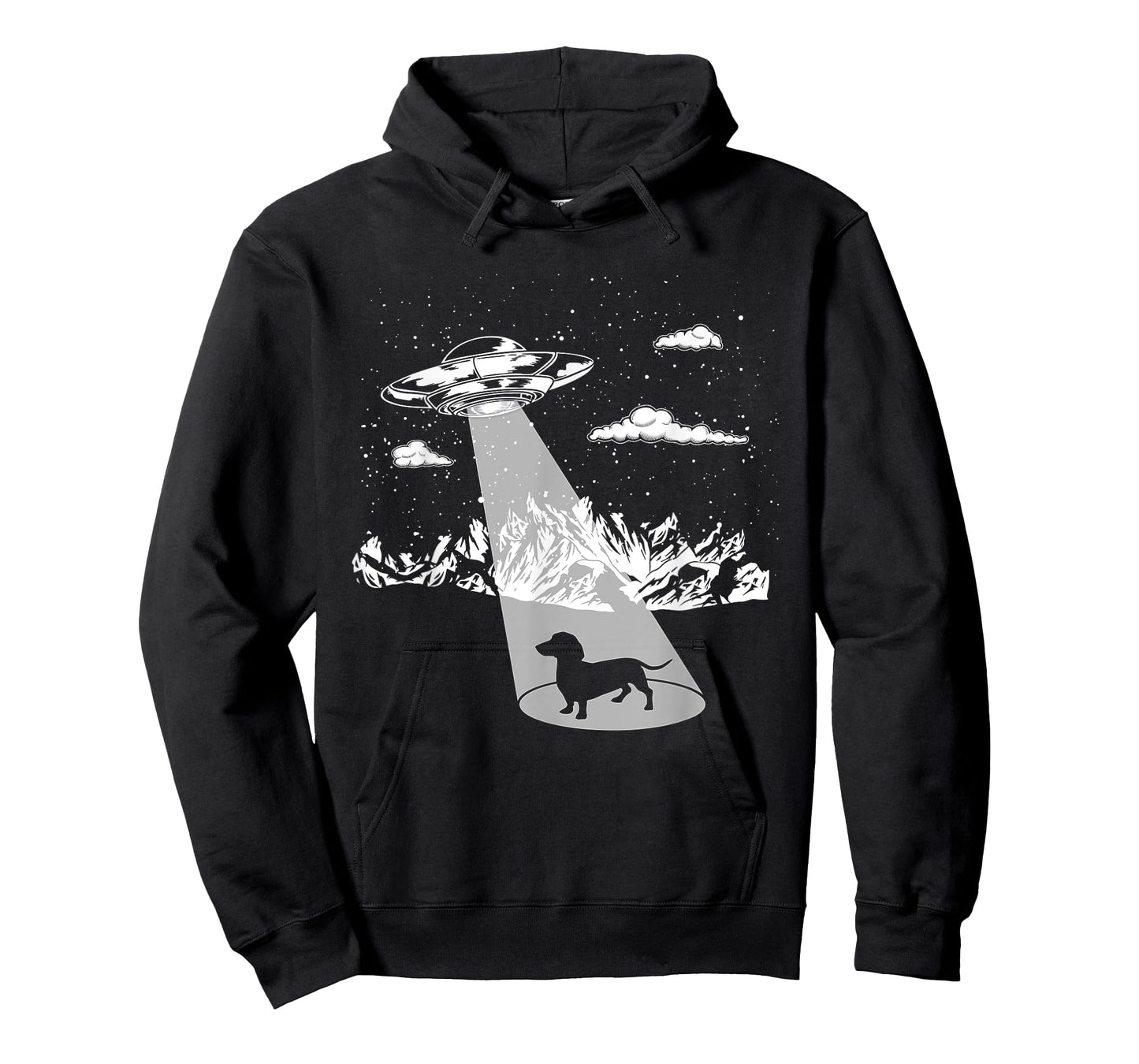 Funny Dachshund Ufo Designs Alien Abduction Dachshund T-Shirt for Dachshund Lovers, Unisex, Black, Short Sleeve, Small