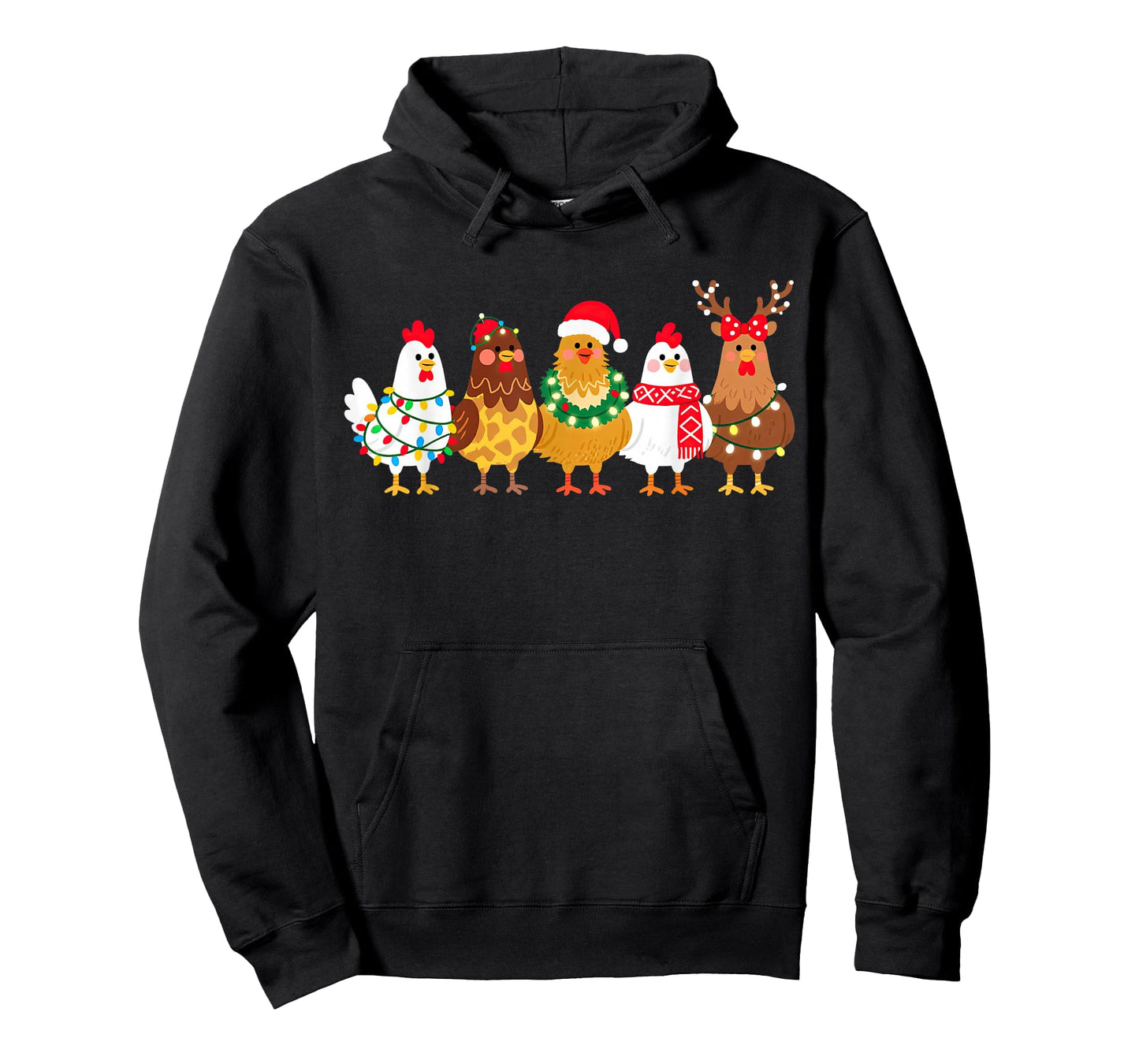 Chicken Christmas Lights Farm-Girl Animal Lover Rooster Hen T-Shirt