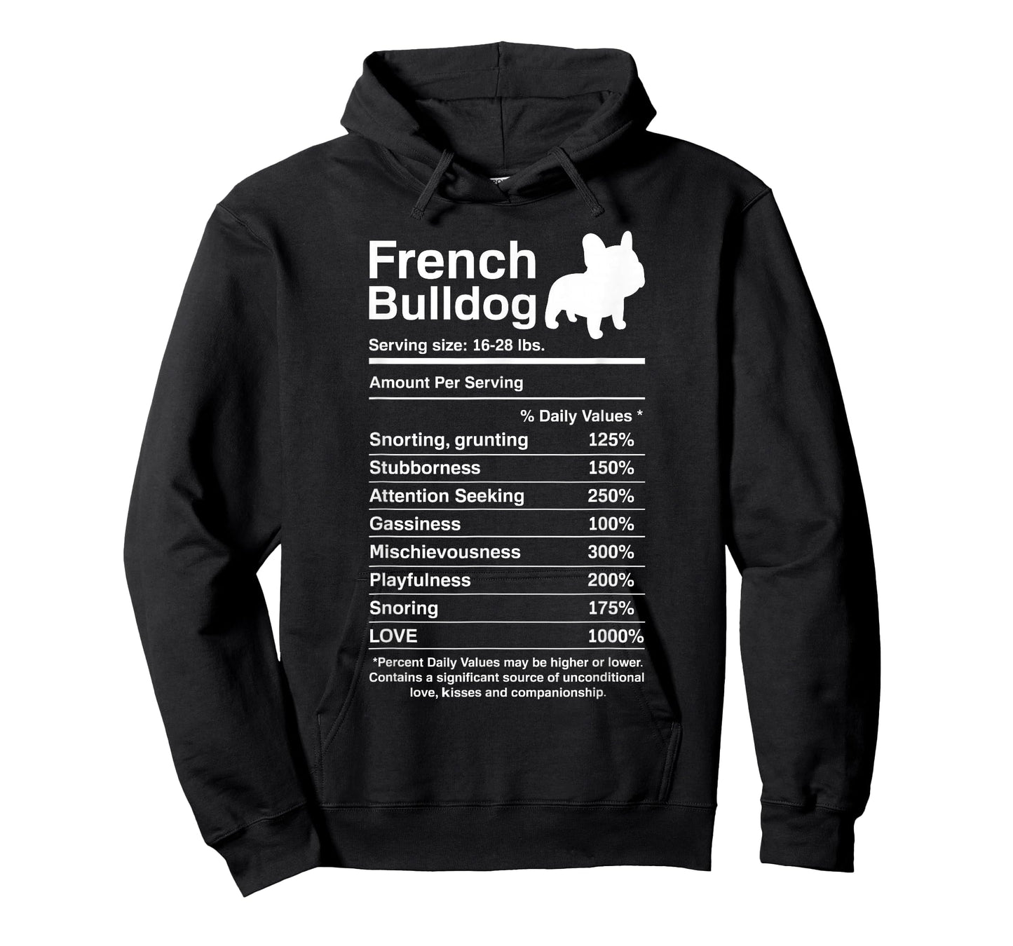 French Bulldog Facts Nutrition Funny Frenchie Lover T-Shirt Small