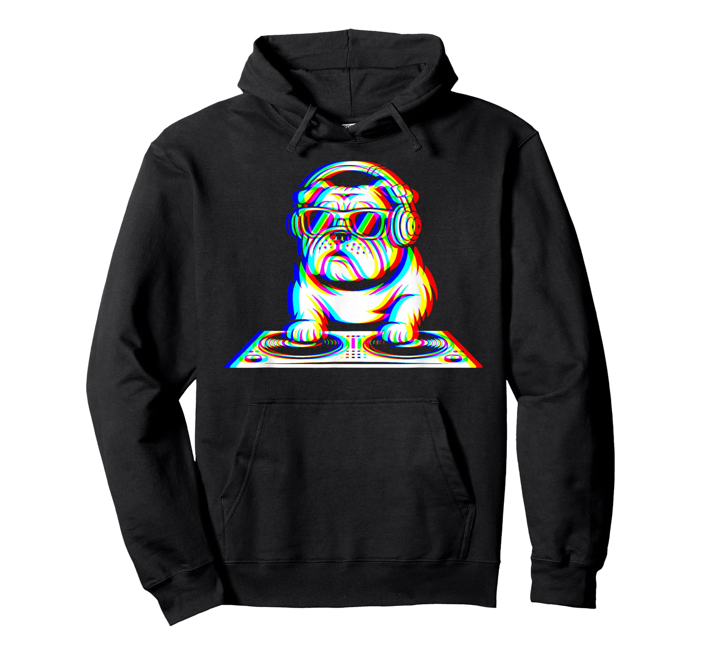 Funny English Bulldog DJ Glitch Rave EDM Music Party T-Shirt
