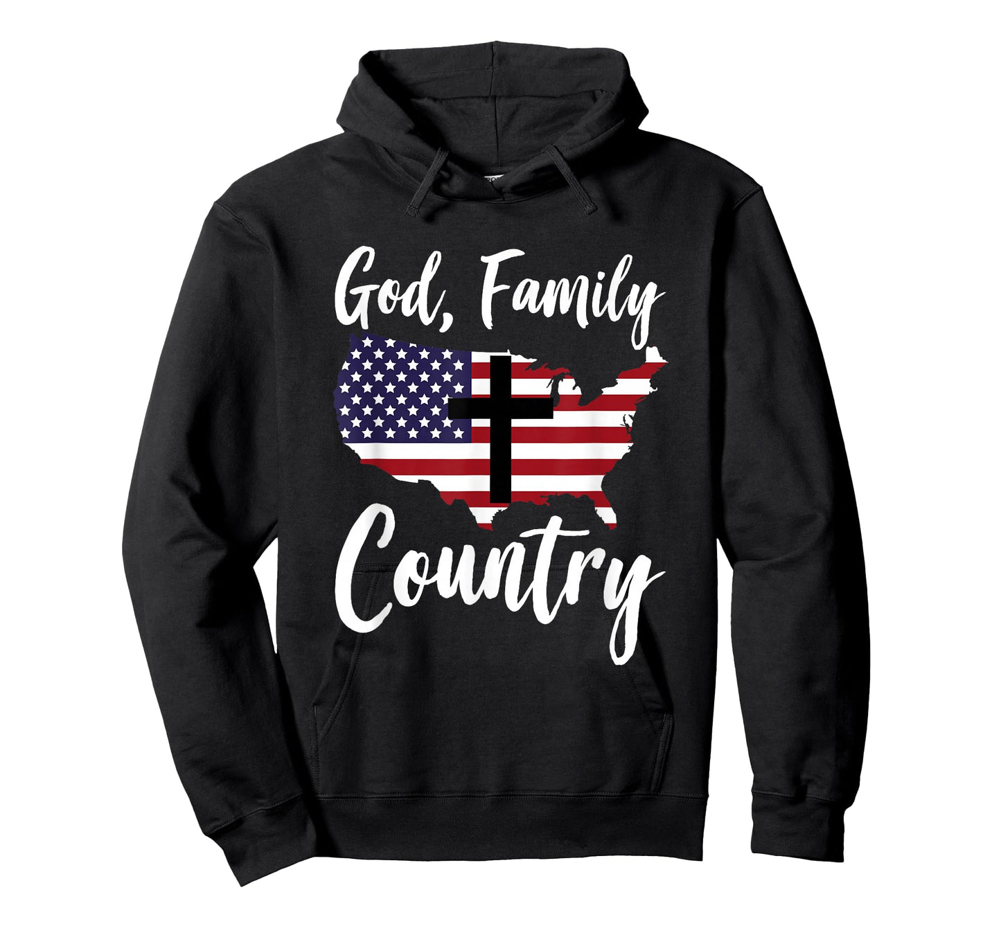 God Family Country Christian American Flag USA Map T-Shirt