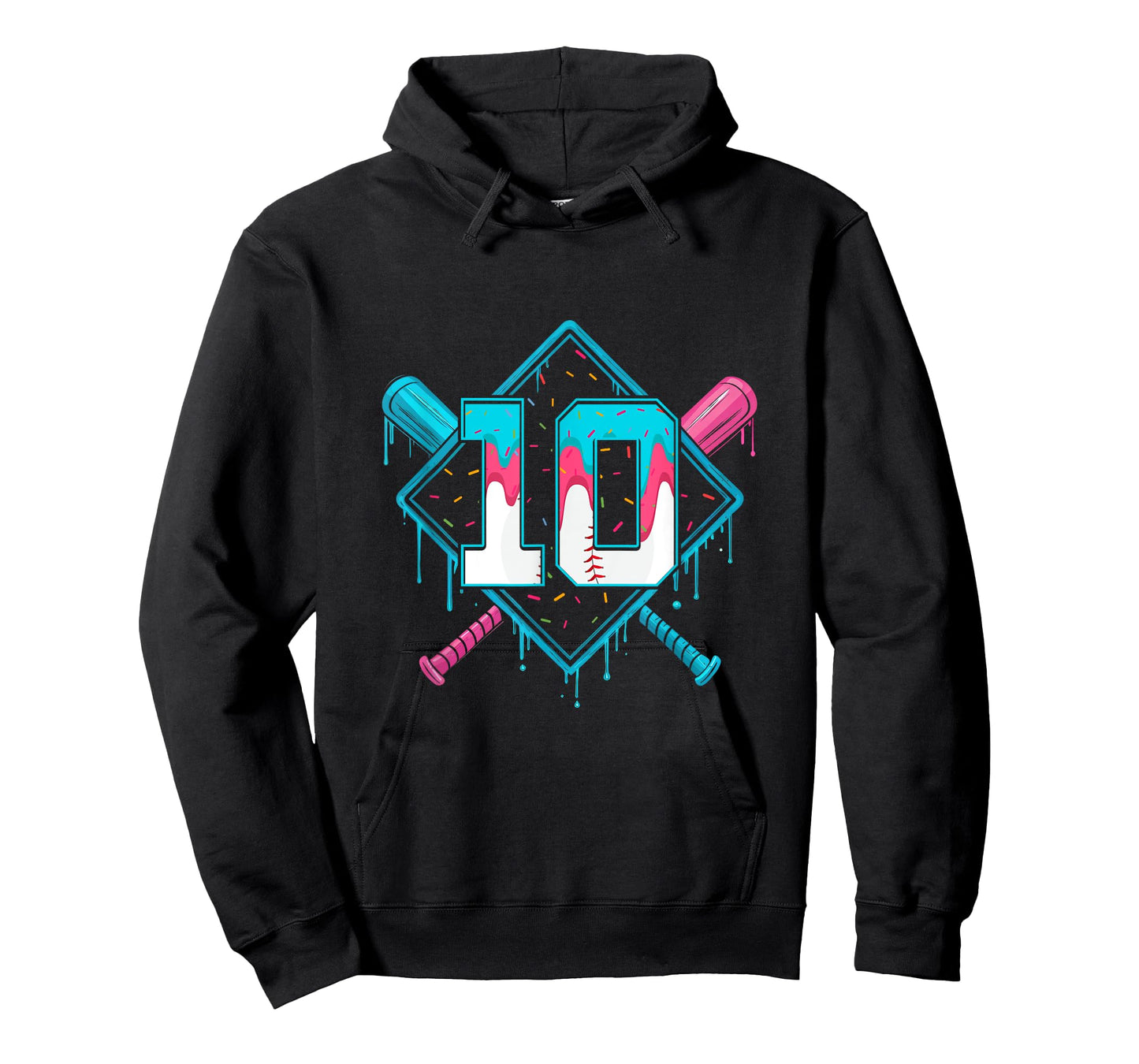 Baseball Drip 10th Birthday Home Plate Boys Youth 10 Year T-Shirt