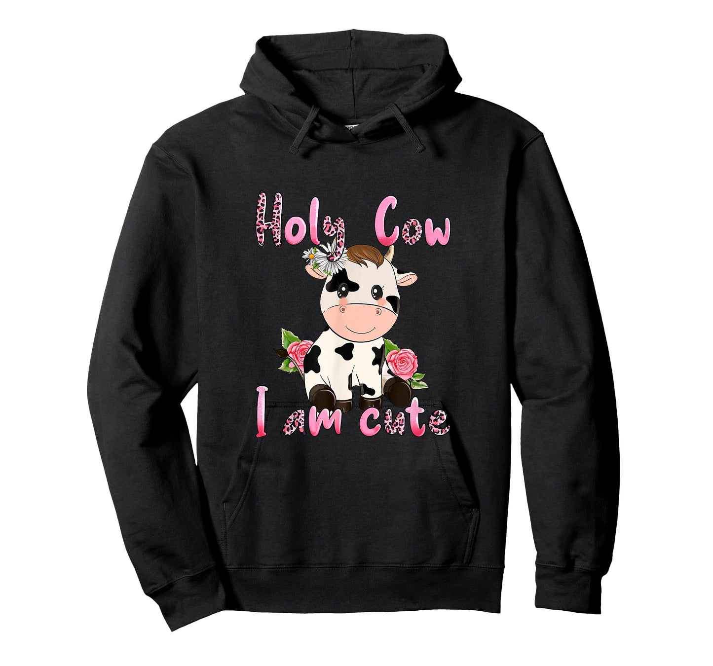 Pink Vintage Holy Cow I'm Cute Moo Cow Mama Leopard Floral T-Shirt