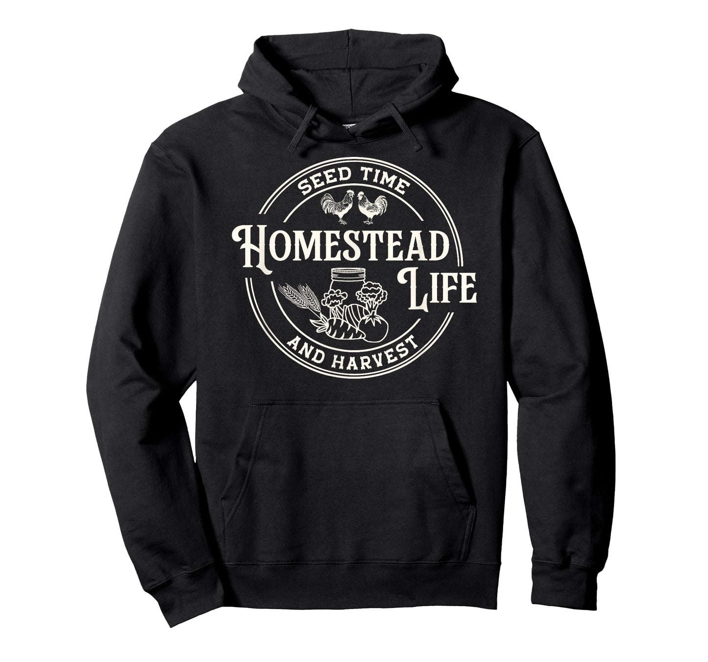Countryside Roots Homestead Life Seed Time And Harvest T-Shirt, Small, Black