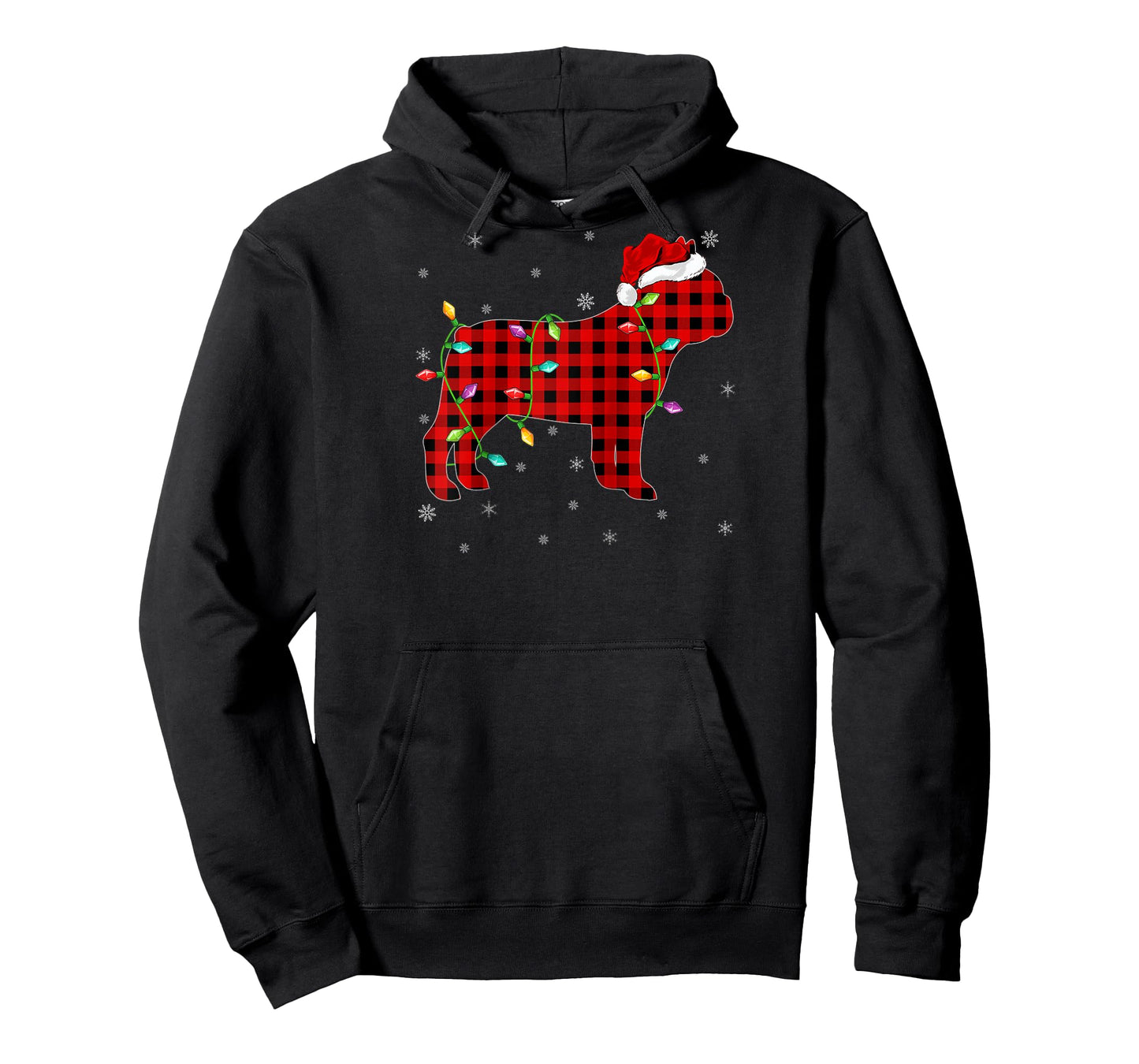 Buffalo Plaid Matching French Bulldog Christmas Pajama Raglan Baseball Tee