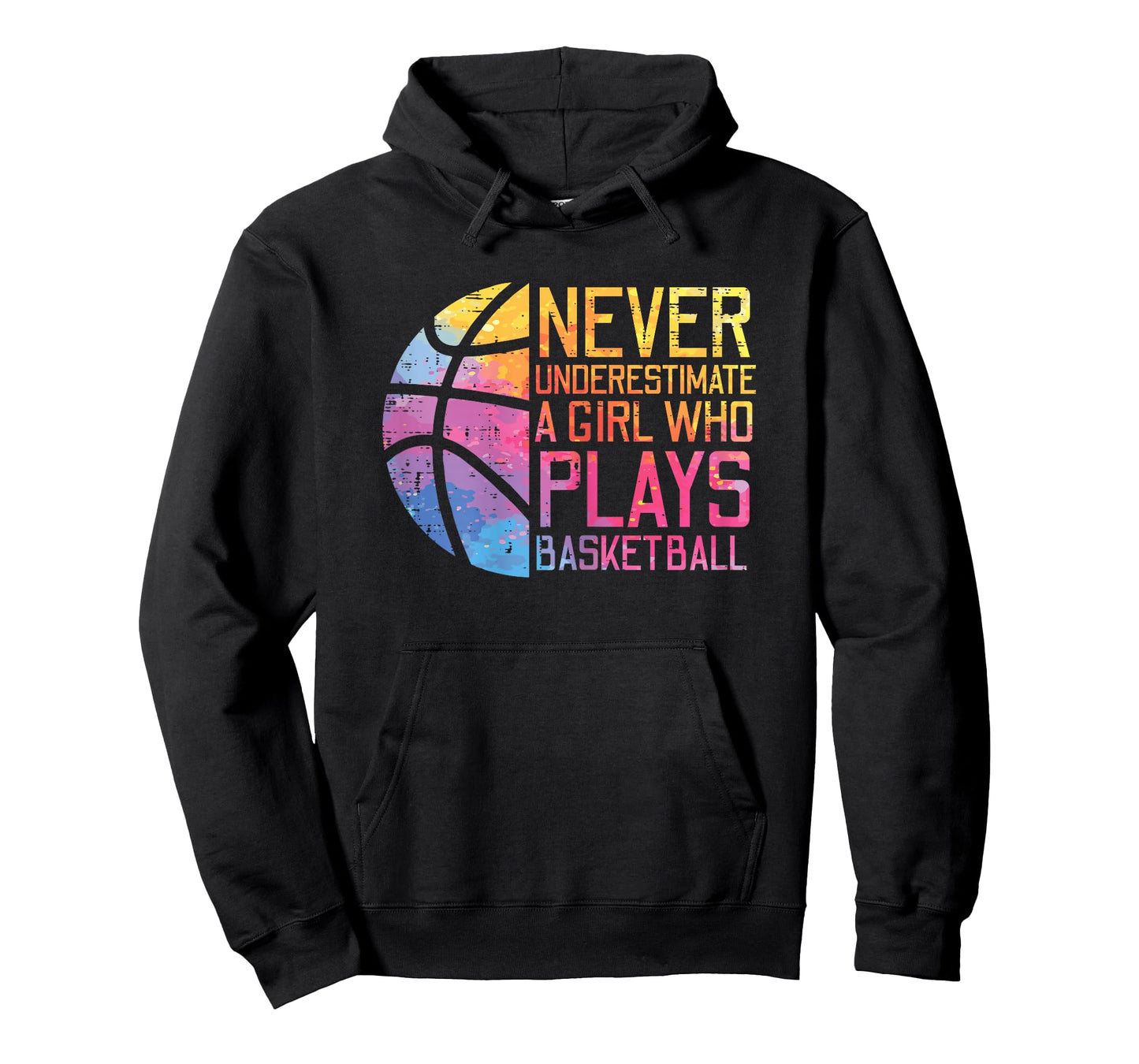 Never Underestimate Girl Plays Basketball Women Girls Kids T-Shirt