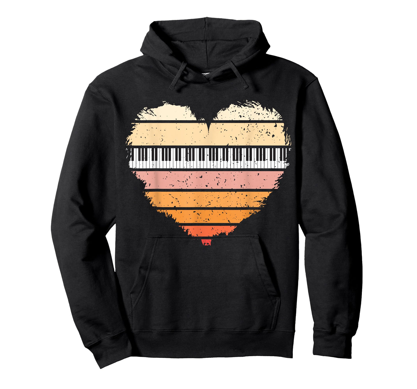 Piano Lover Pianist Piano Player Retro Sunset Heart Musician T-Shirt