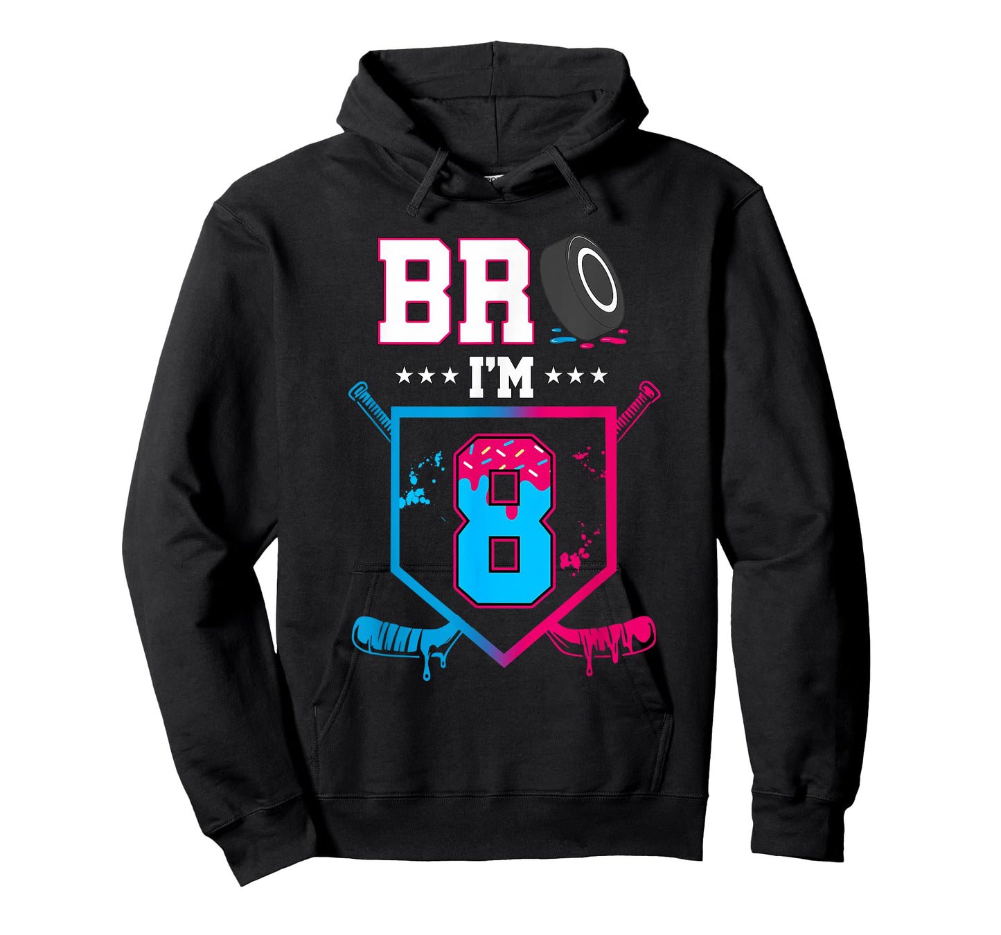 Bro I'm 8 Year Old Hockey Ice Cream Drip 8th Birthday Boy T-Shirt