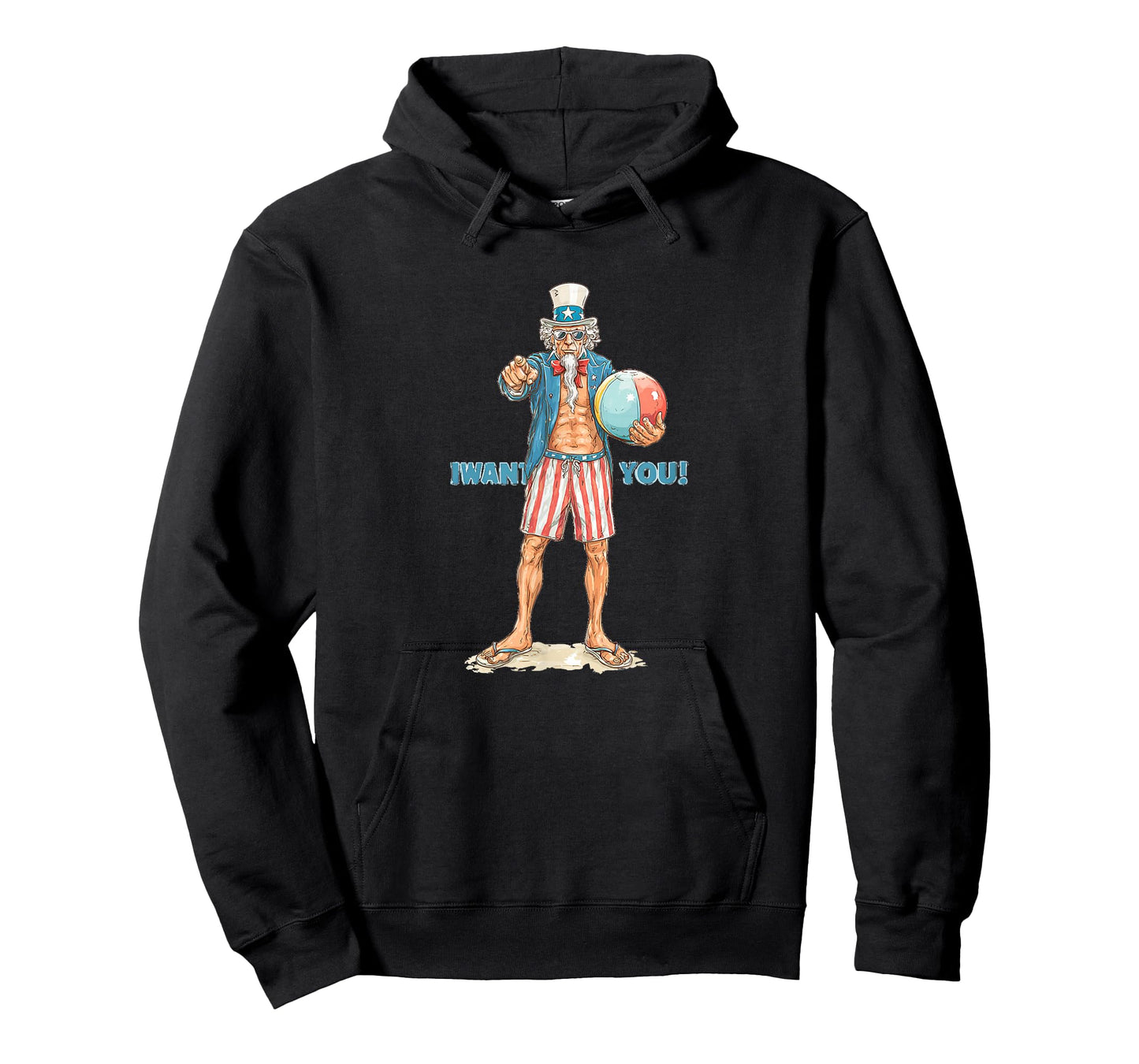 Awesome US Sam on The Beach with Patriotic Shorts Costume T-Shirt