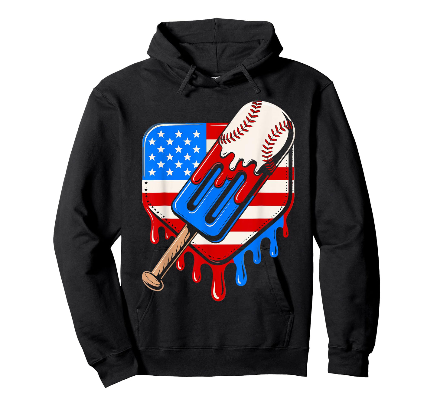 Baseball Drip 4th of July USA Flag Popsicle Ice Cream Drip T-Shirt