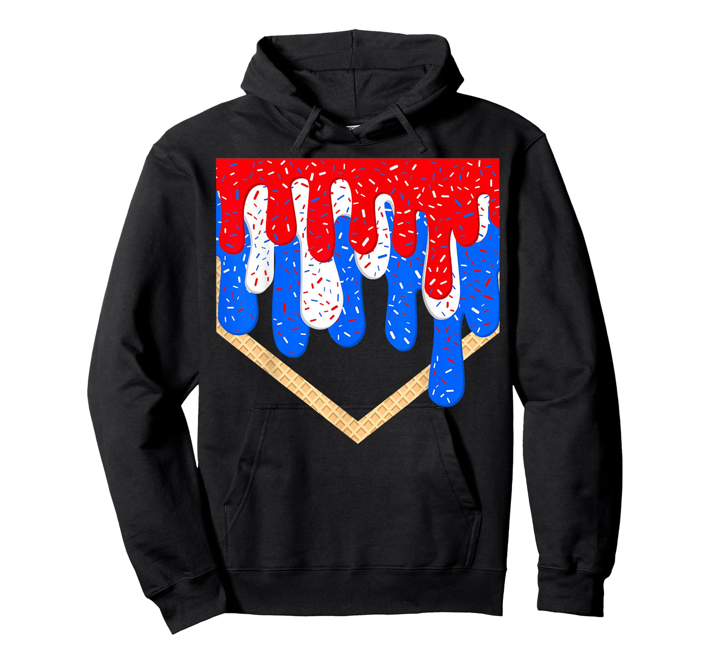 Baseball Ice Cream Drip 4th Of July Red Blue & White Drip T-Shirt