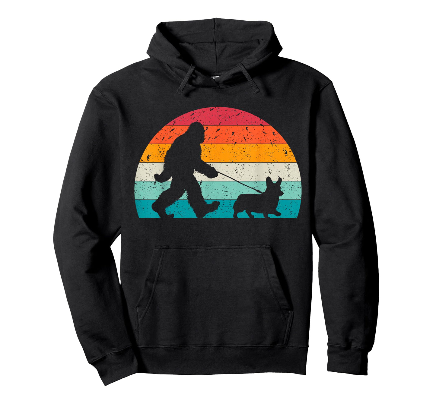 Bigfoot Walking a Dog Funny Corgi Lovers Dog Dad T-Shirt
