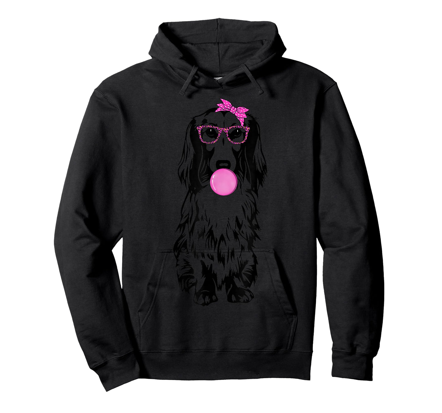 Longhaired Dachshund dog with bubble gum bandana glasses T-Shirt