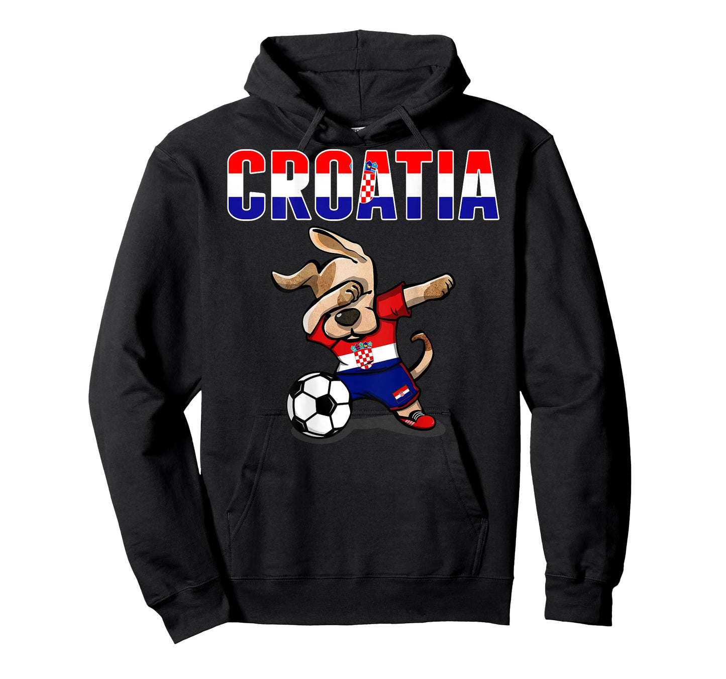 Dabbing Dog Croatia Soccer Fan Jersey Croatian Flag Football T-Shirt for Men Women Kids
