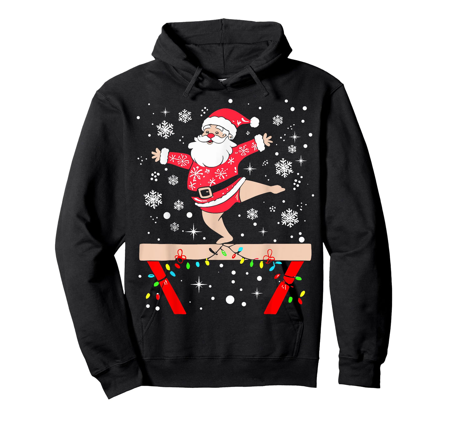 Funny Gymnast Xmas Lights Santa Gymnastics Christmas T-Shirt