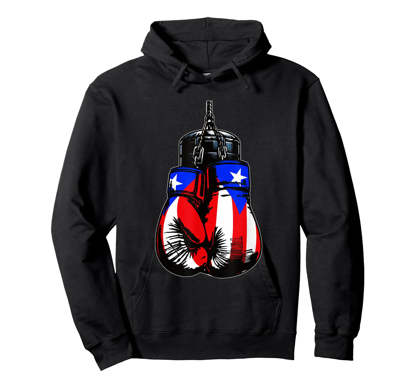 Proud Heritage Puerto Rico Flag Boxing Gloves T-Shirt, Small, Black