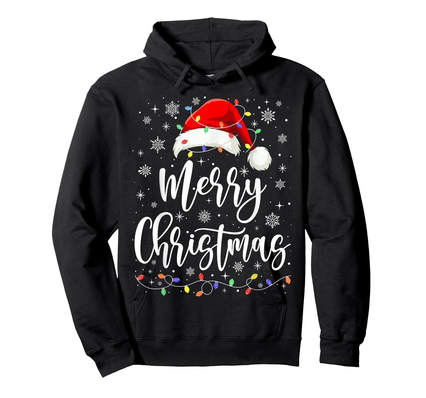 Merry Christmas Lights Red Santa Hat Xmas Family Men Women T-Shirt