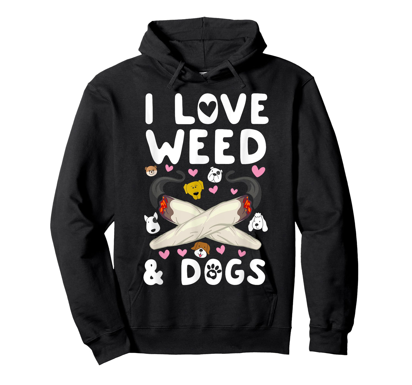 I Love Weed & Dogs Marijuana Cannabis Canine Reefer Gift Men Women T-Shirt