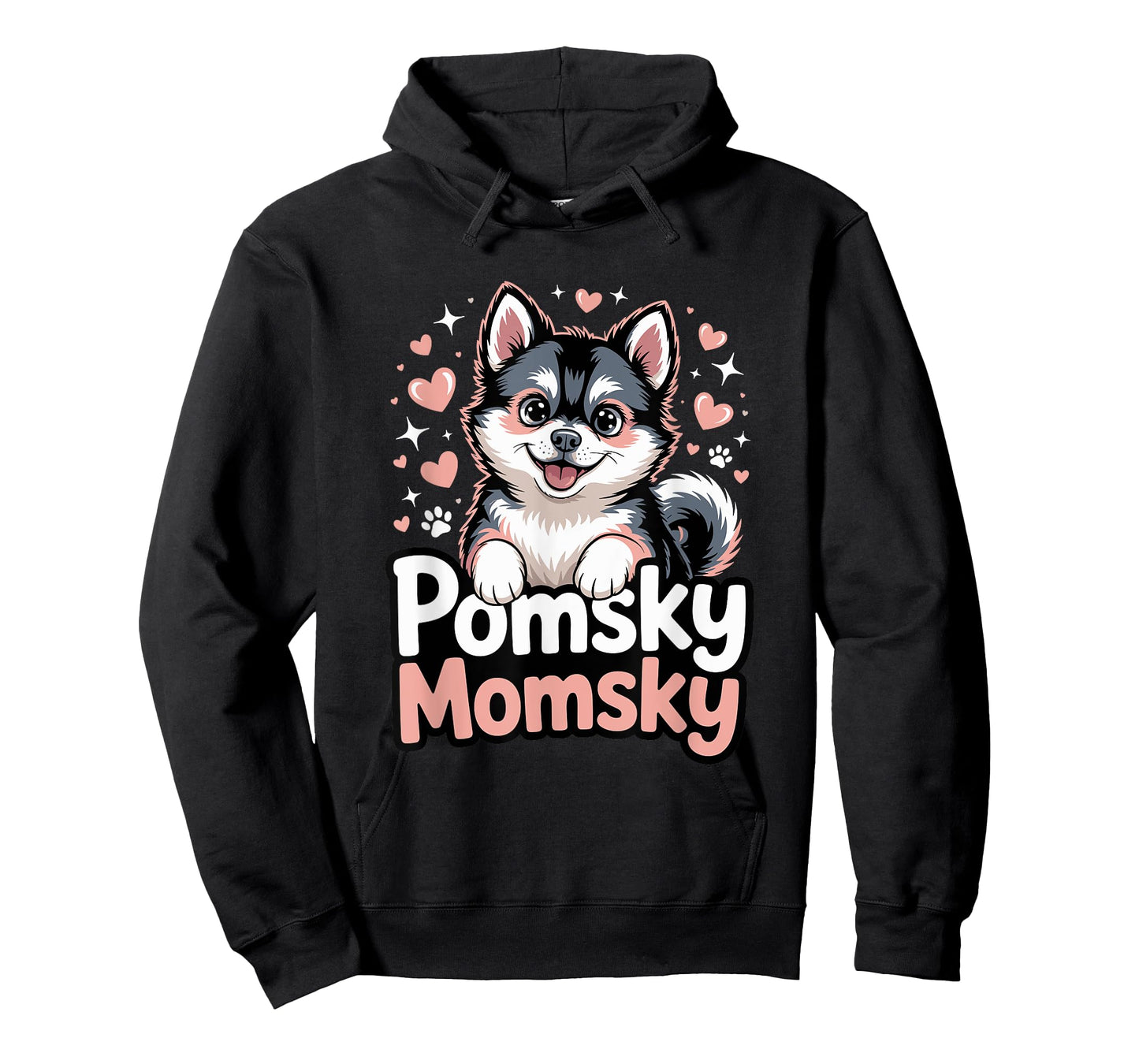 Cute Pomsky Momsky Funny Dog Mom Hearts And Paw T-Shirt