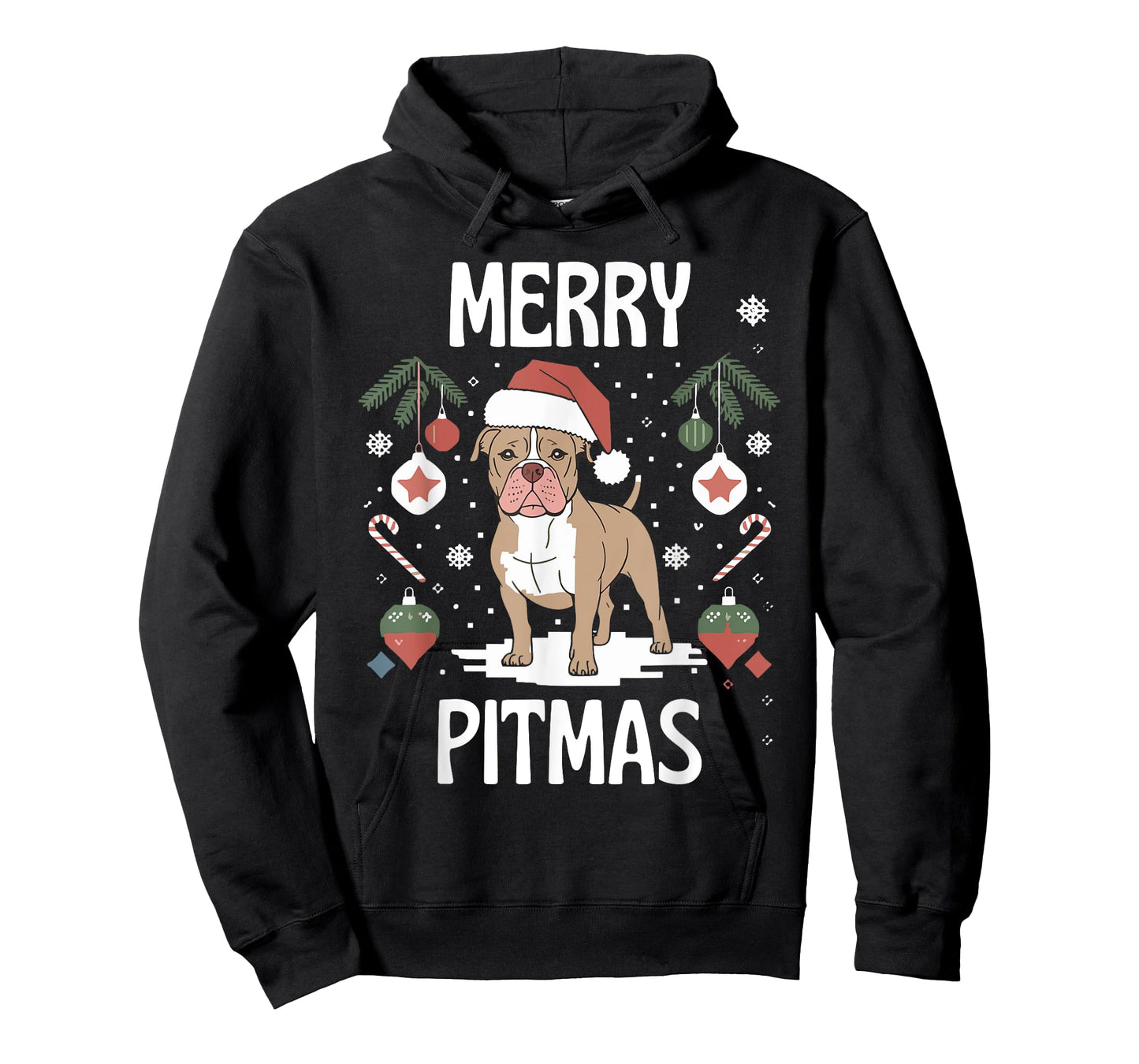 Merry Pitmas Funny Matching Christmas Pajamas Pitbull Dog T-Shirt