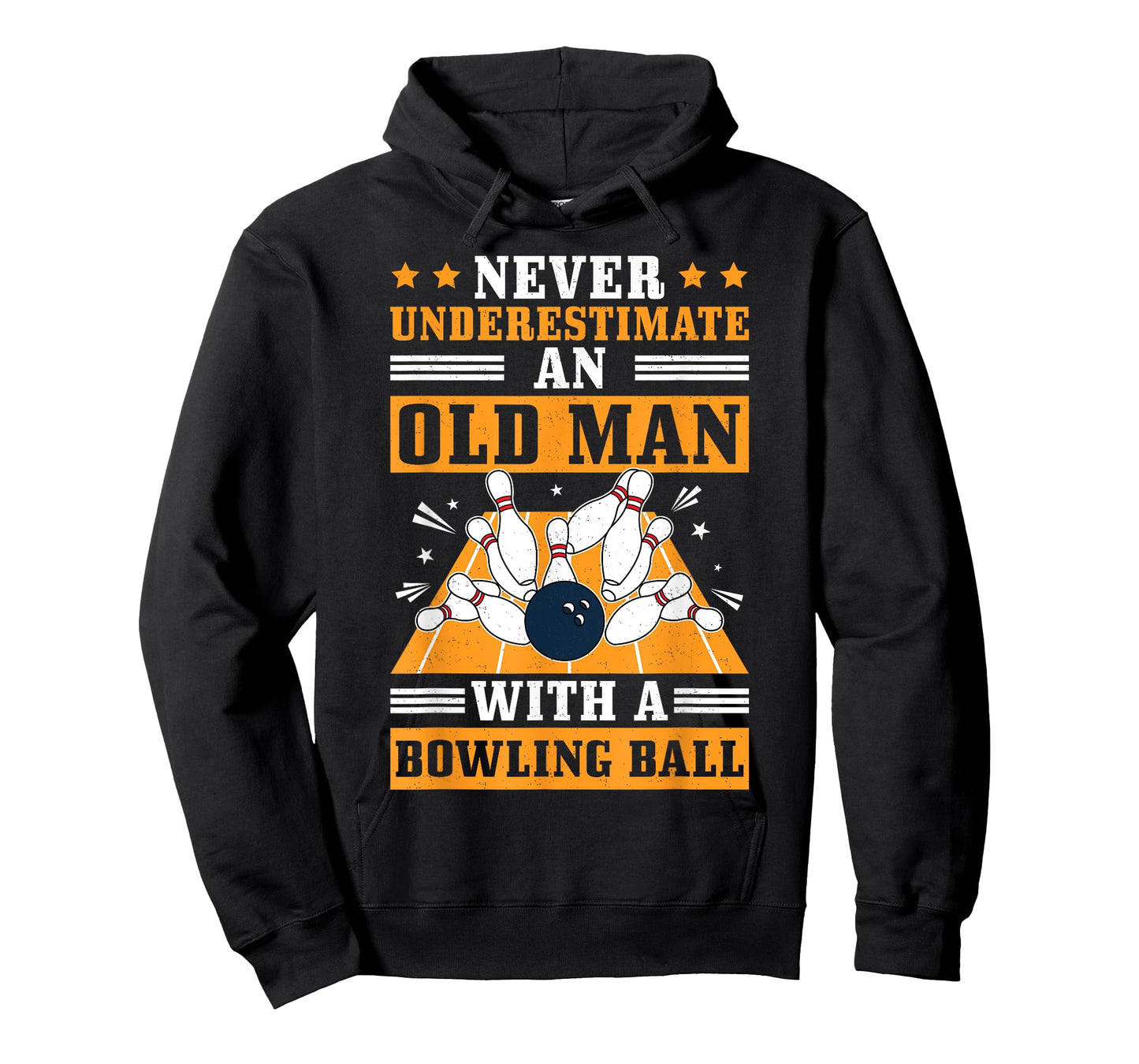 Never Underestimate Old Man Bowling Ball Mens Bowler Bowling T-Shirt
