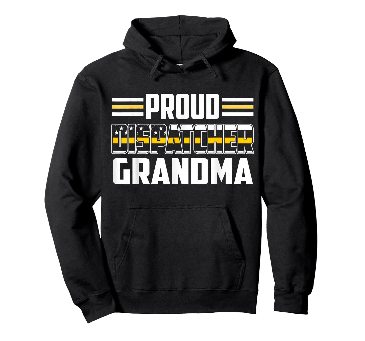Patriotic 911 Dispatcher Grandma Proud Thin Gold Line T-Shirt