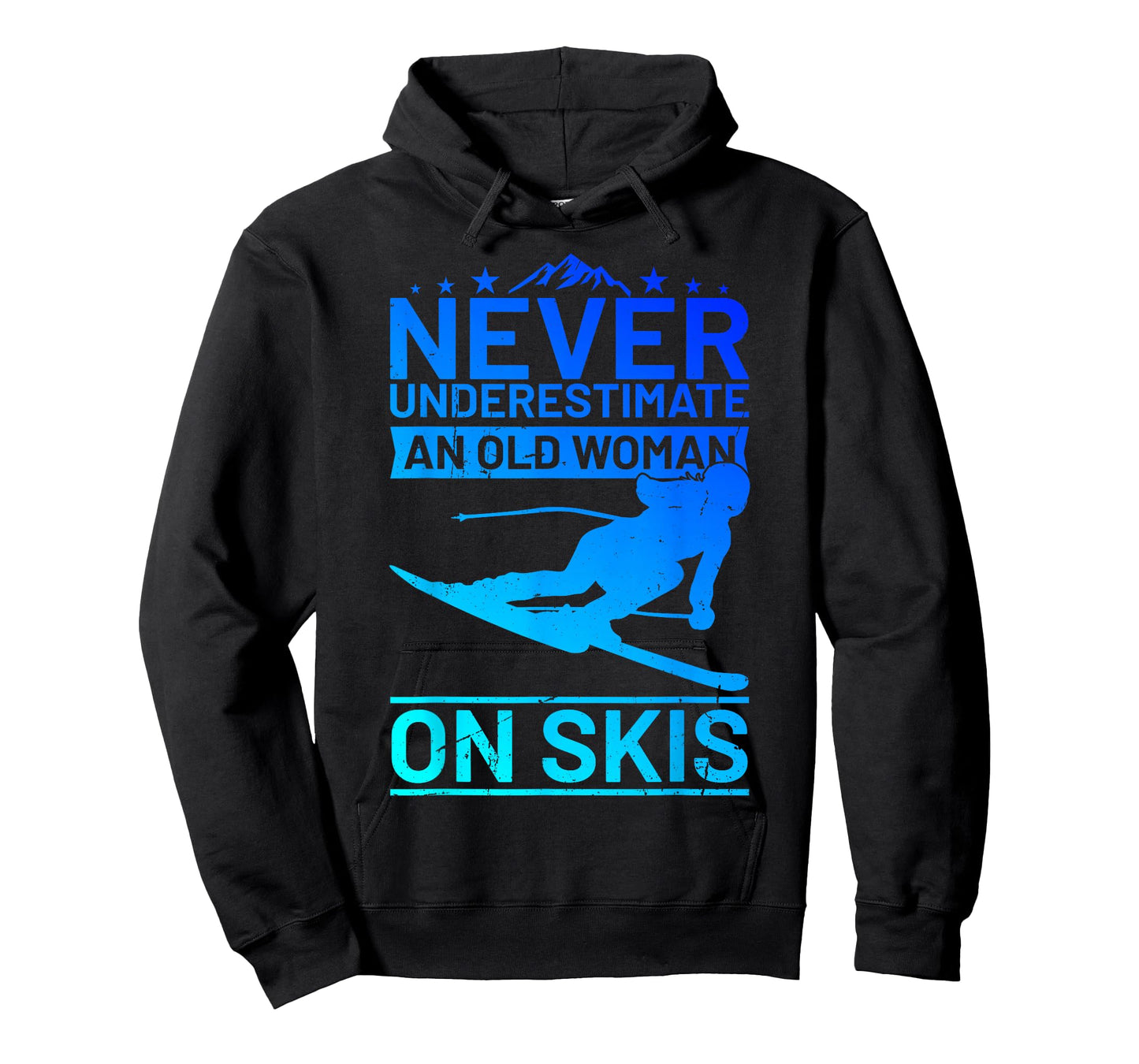 Never underestimate an old woman on skis women's skiing T-Shirt