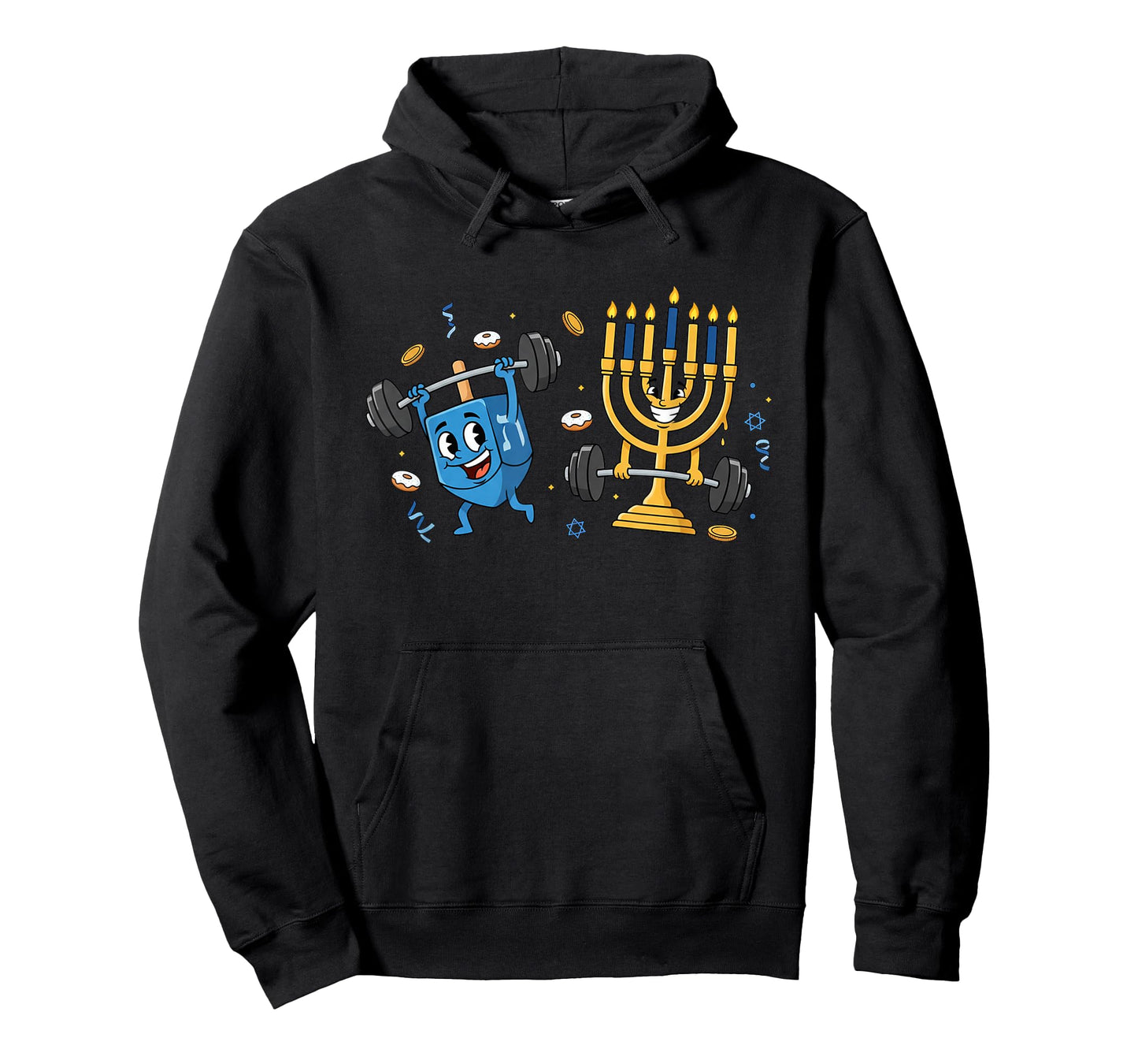 Funny Weightlifting Gym Dreidel Menorah Hanukkah Womens Mens T-Shirt