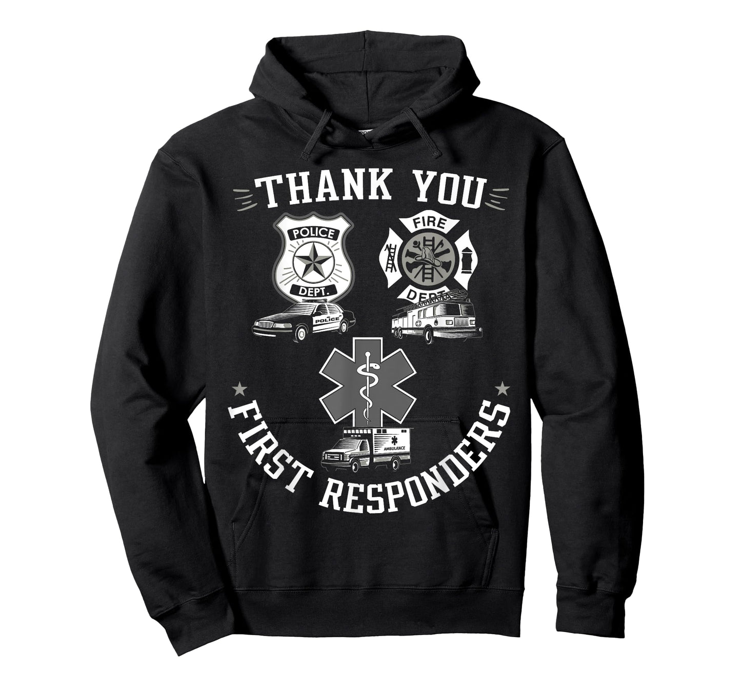 Thank You First Responders Patriotic EMT Police Firefighter Women Kids Men T-Shirt
