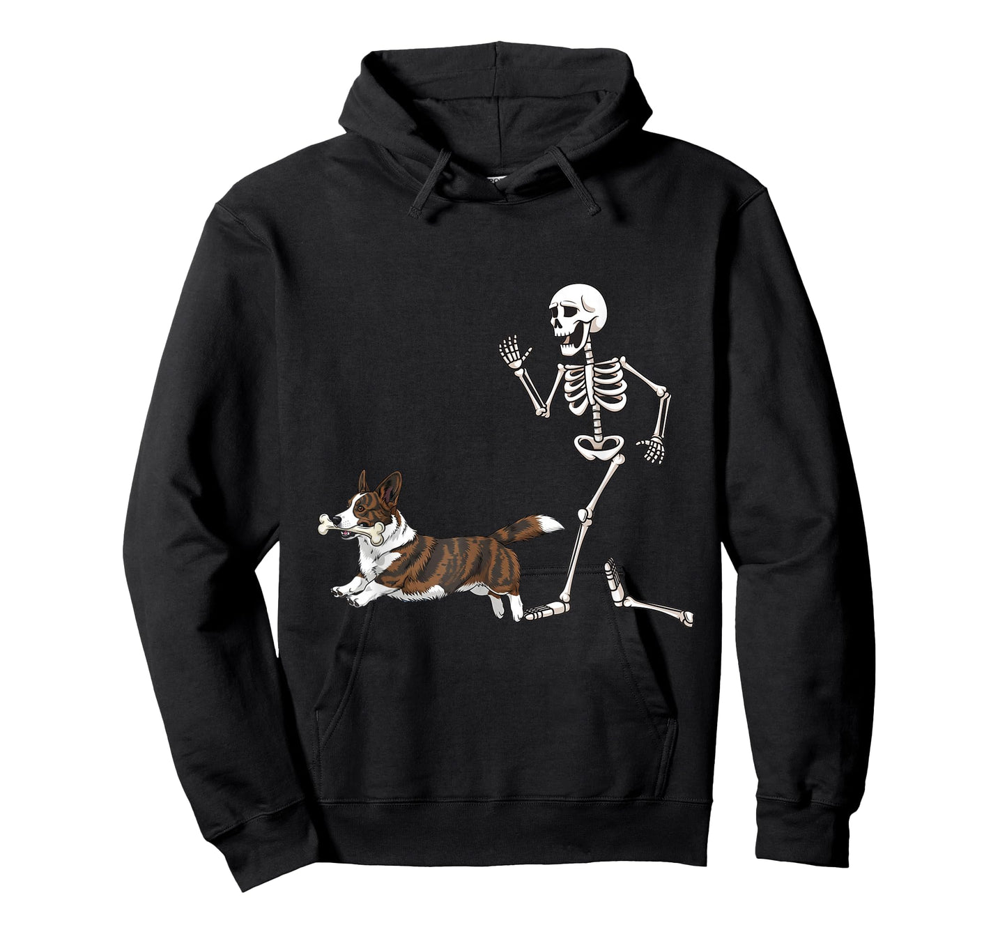 Funny Halloween Cardigan Welsh Corgi and Skeleton T-Shirt