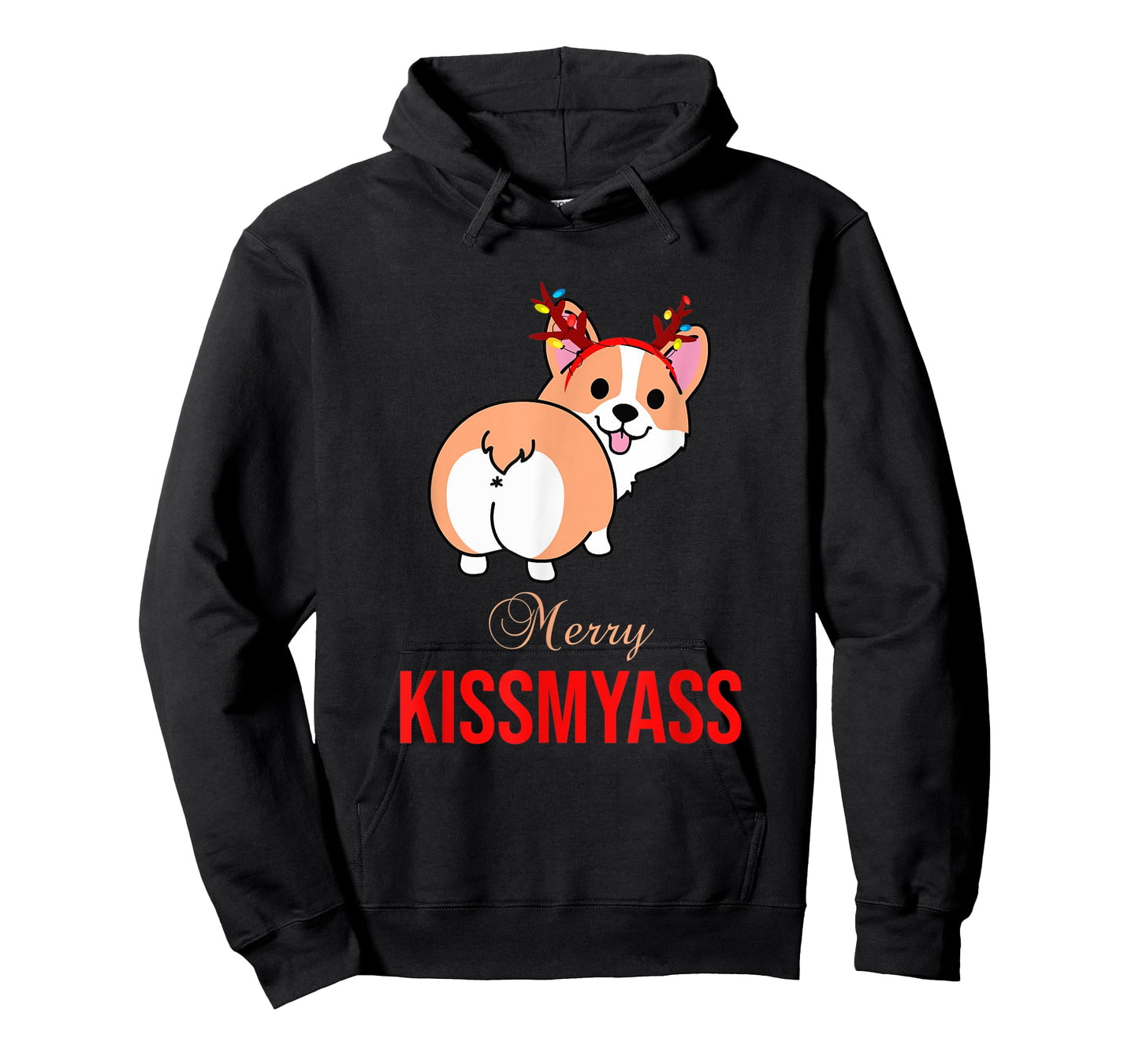 Merry Kissmyass Funny Christmas Reindeer Corgi Dog Lover T-Shirt