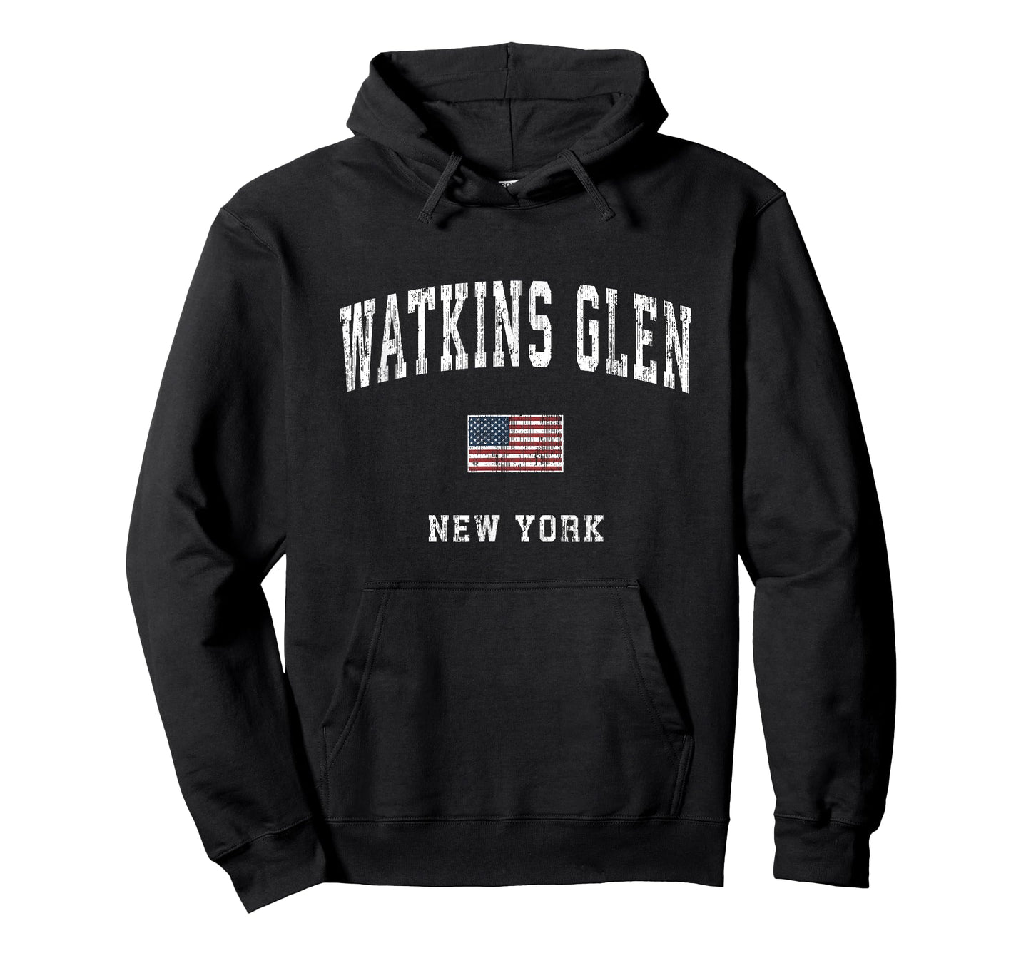 Watkins Glen New York NY Vintage American Flag Sports Design T-Shirt
