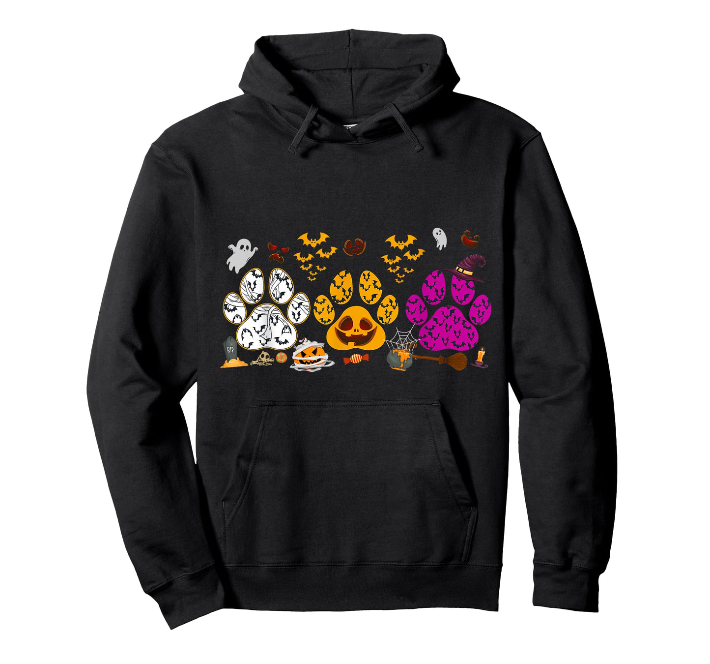 Funny Paw Print Halloween Dog Candy Pumpkin Ghost Dog Lovers T-Shirt