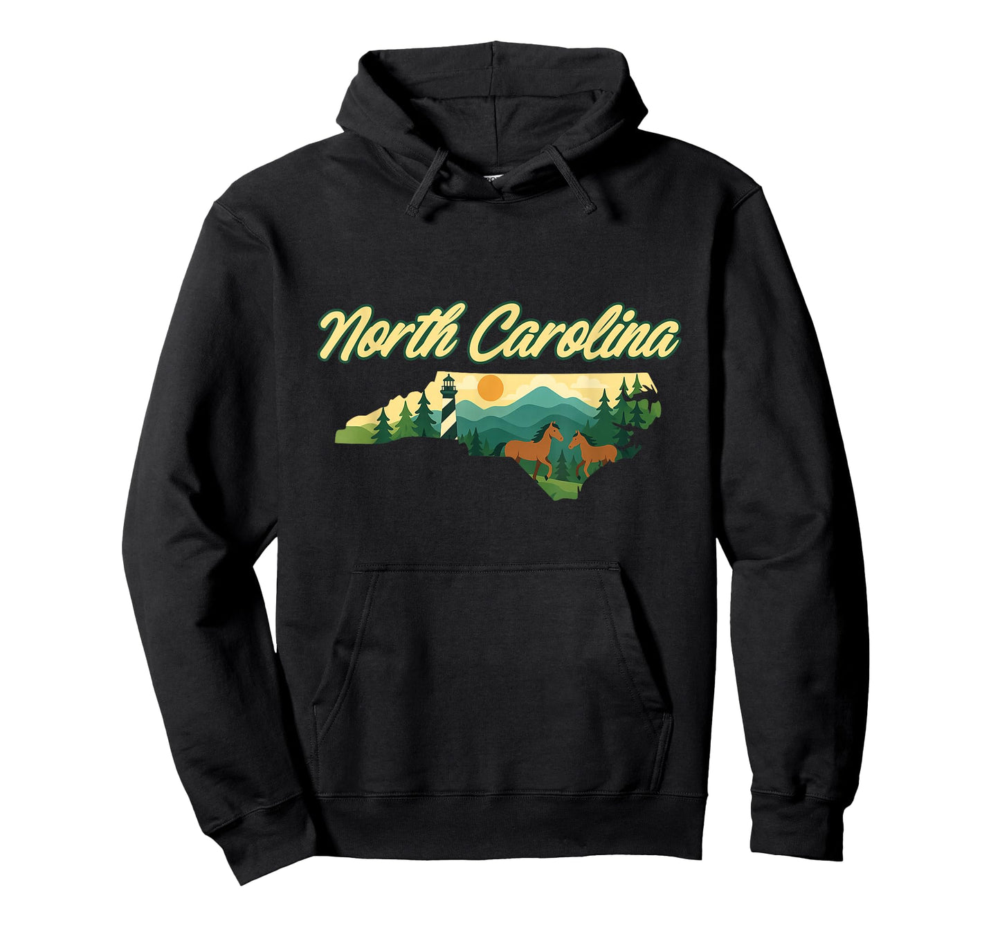 North Carolina State Map with Outdoor Nature Landscape NC T-Shirt